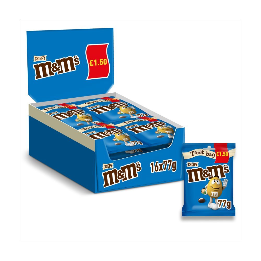 M&M's Crispy Milk Chocolate Bites Treat Bag PMP 77g (Box of 16)
