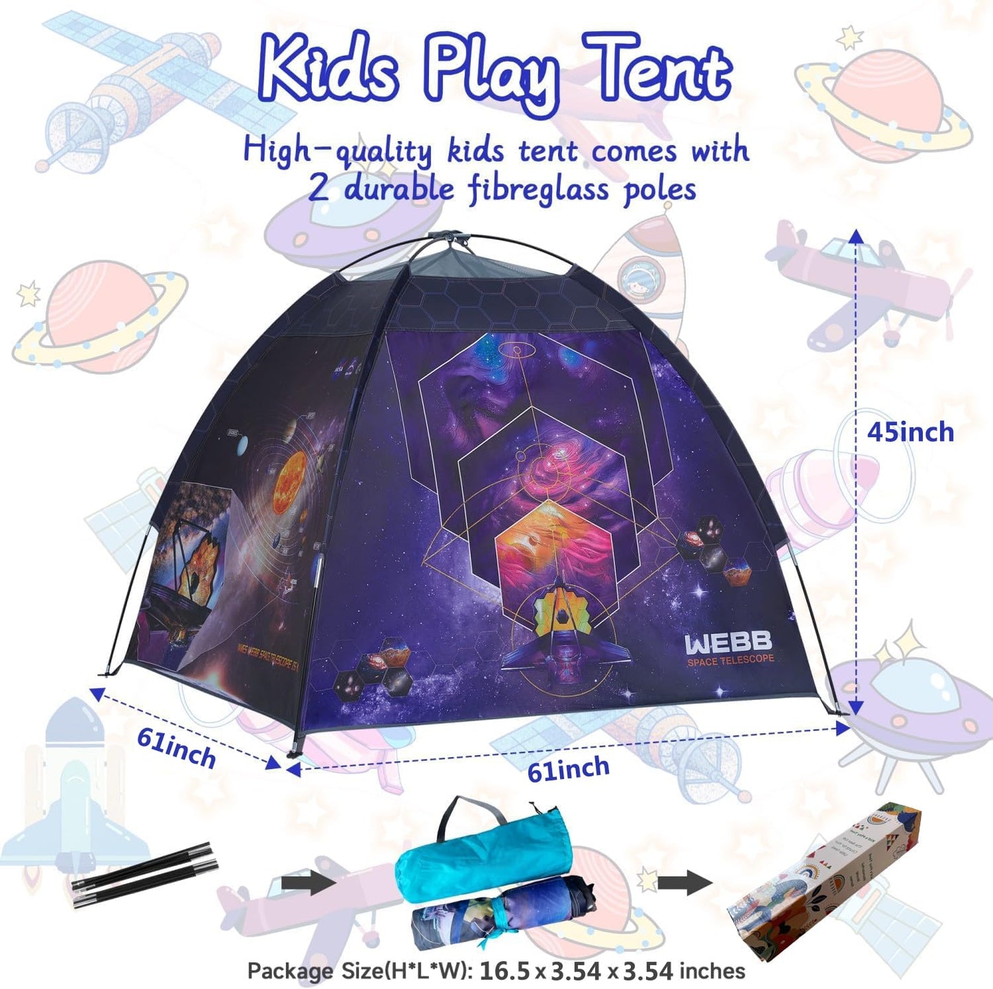 Mnagant James Webb Space Telescope Kids Play Tent — Indoor/Outdoor 61x61x45 in
