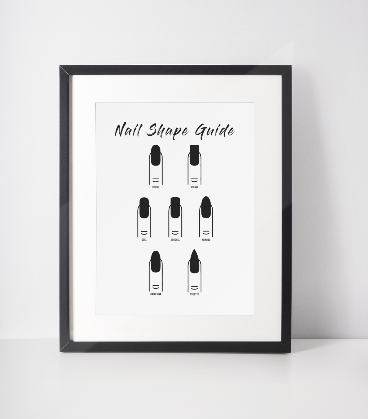 7 Nail Shapes Dressing Room Simple Wall Decor Print