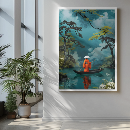 Japanese Kimono Wall Art – Turquoise Water Print