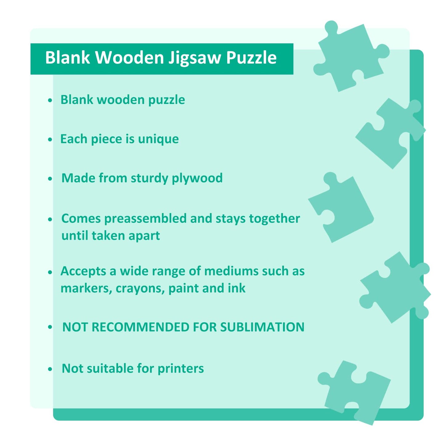 MoinKidz Blank Wooden Puzzle 12 Pieces Draw On Puzzle for Crafts and DIY