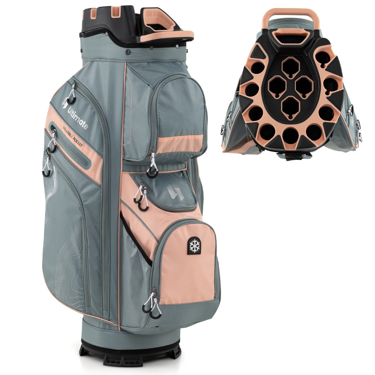 Golf Cart Bag Molded Lock Top Golf Bag with 14-Way Full Length Dividers-Black