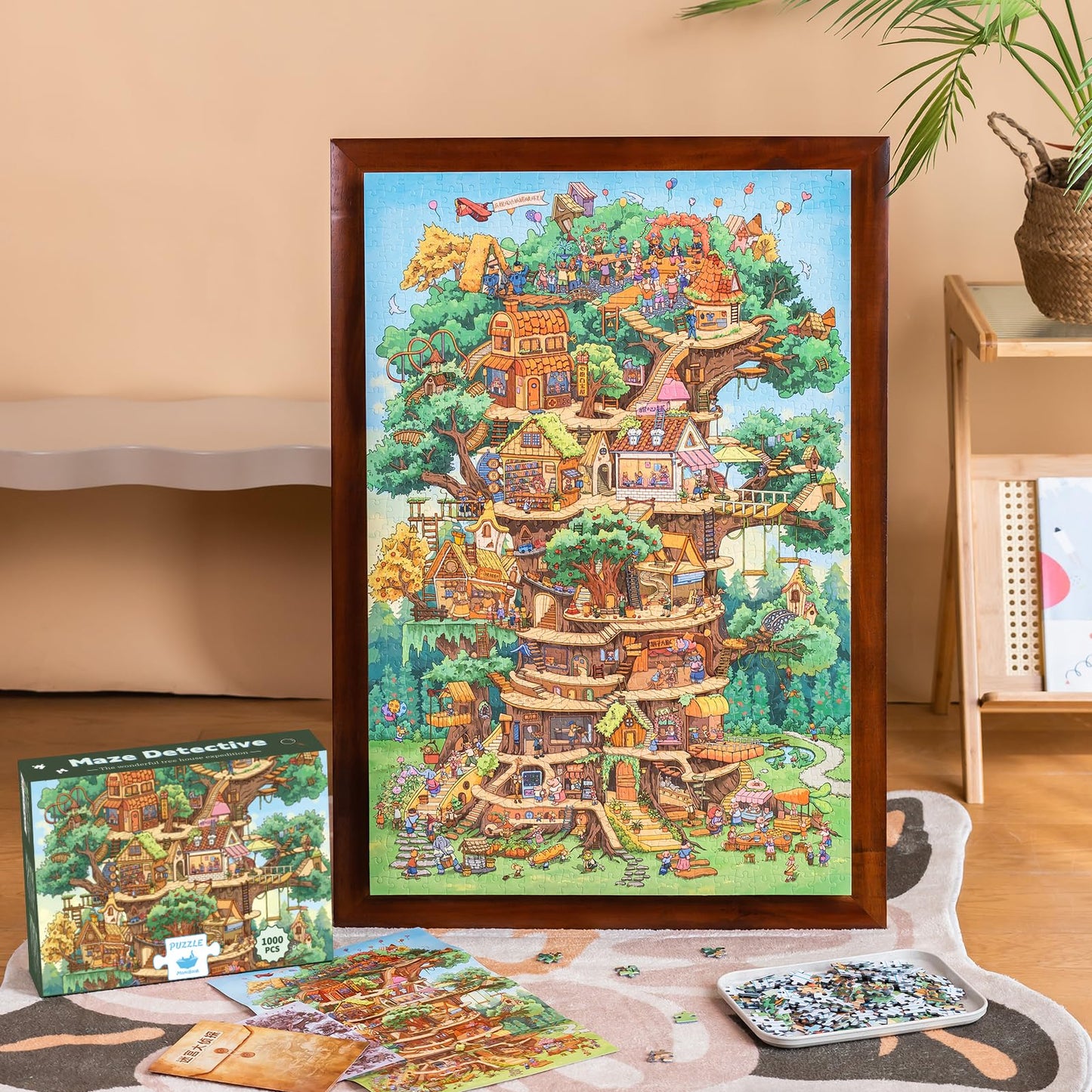MOMIBOOK 1000 Piece Puzzle – The Wonderful Tree House Expedition (Luminous Painting)