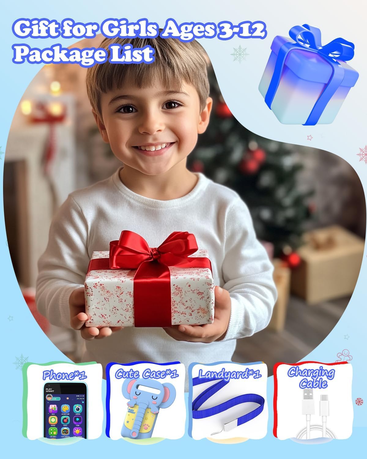MOMILLA Kids Phone with 3.97-inch Touchscreen | 16 GB Storage, Front Camera Toy for Ages 3-8