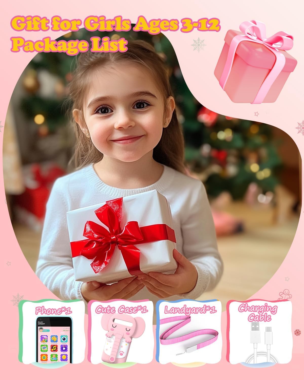MOMILLA Kids Phone with 3.97 inch Touchscreen – 220+ Educational Games, Front Camera, 16GB, Parental Controls