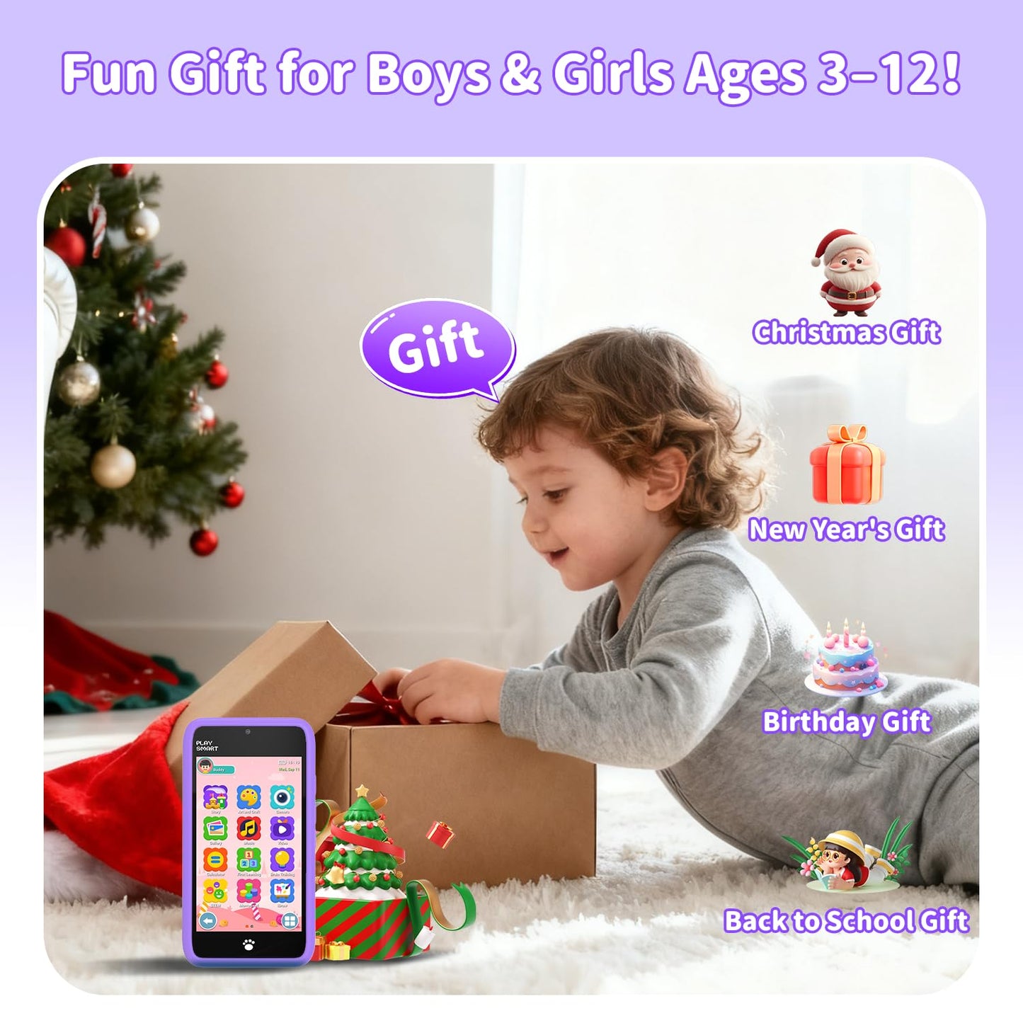 MOMILLA Kids Smart Phone Toy for Girls – 3.97” Touchscreen, Dual Cameras, 200+ Games, 16GB Storage