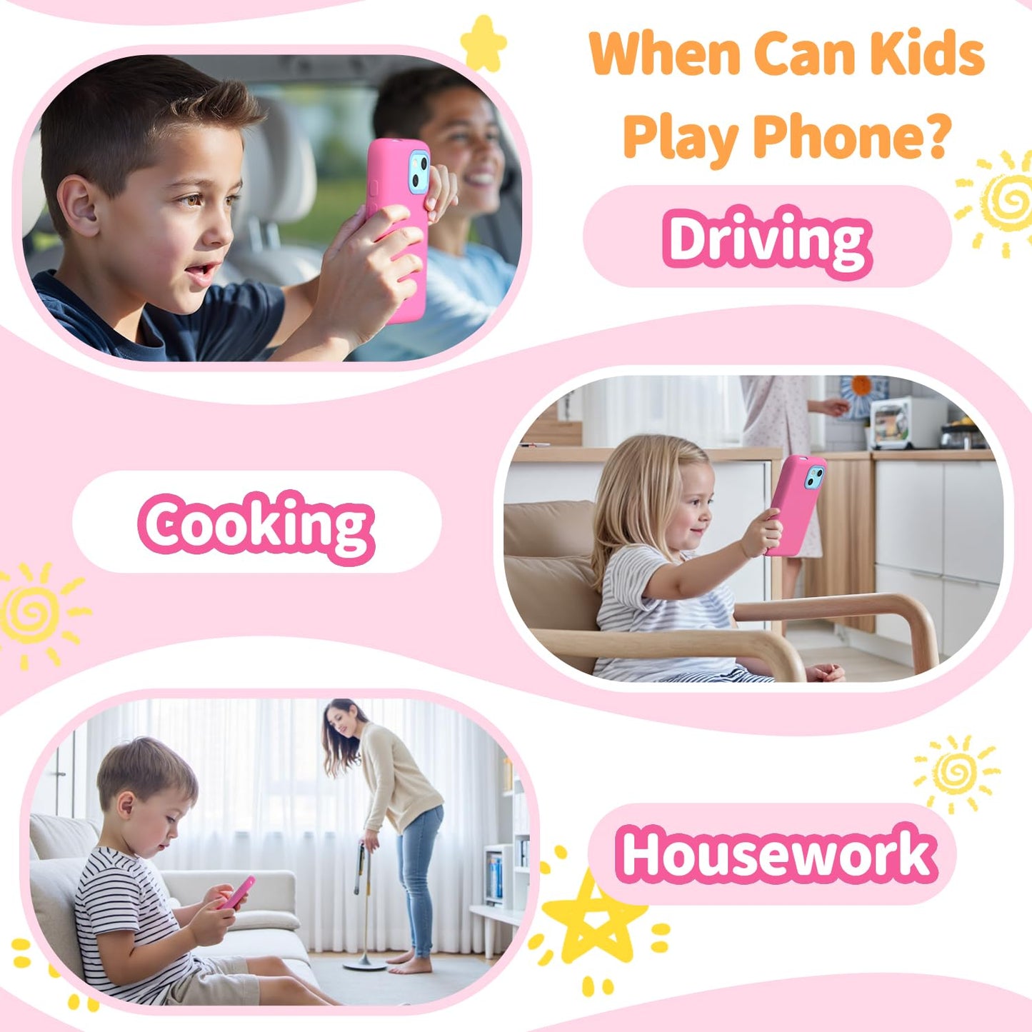 MOMILLA Toys Kids Smart Phone for Girls – Dual Camera, 200+ Educational Games, Parental Controls