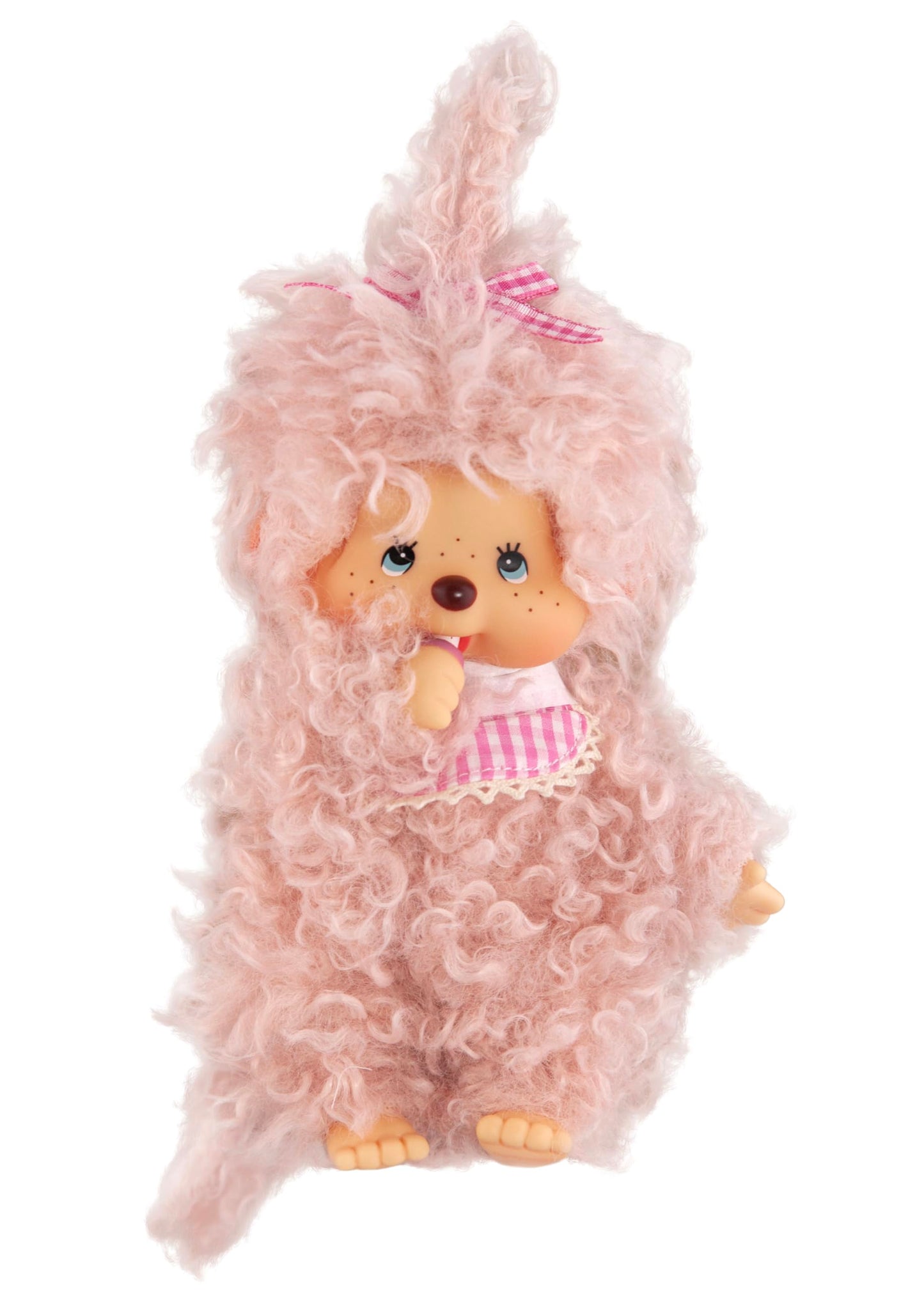 Monchhichi Fluffy Pink Beige Girl 8-Inch Plush Premium Cuddle Toy