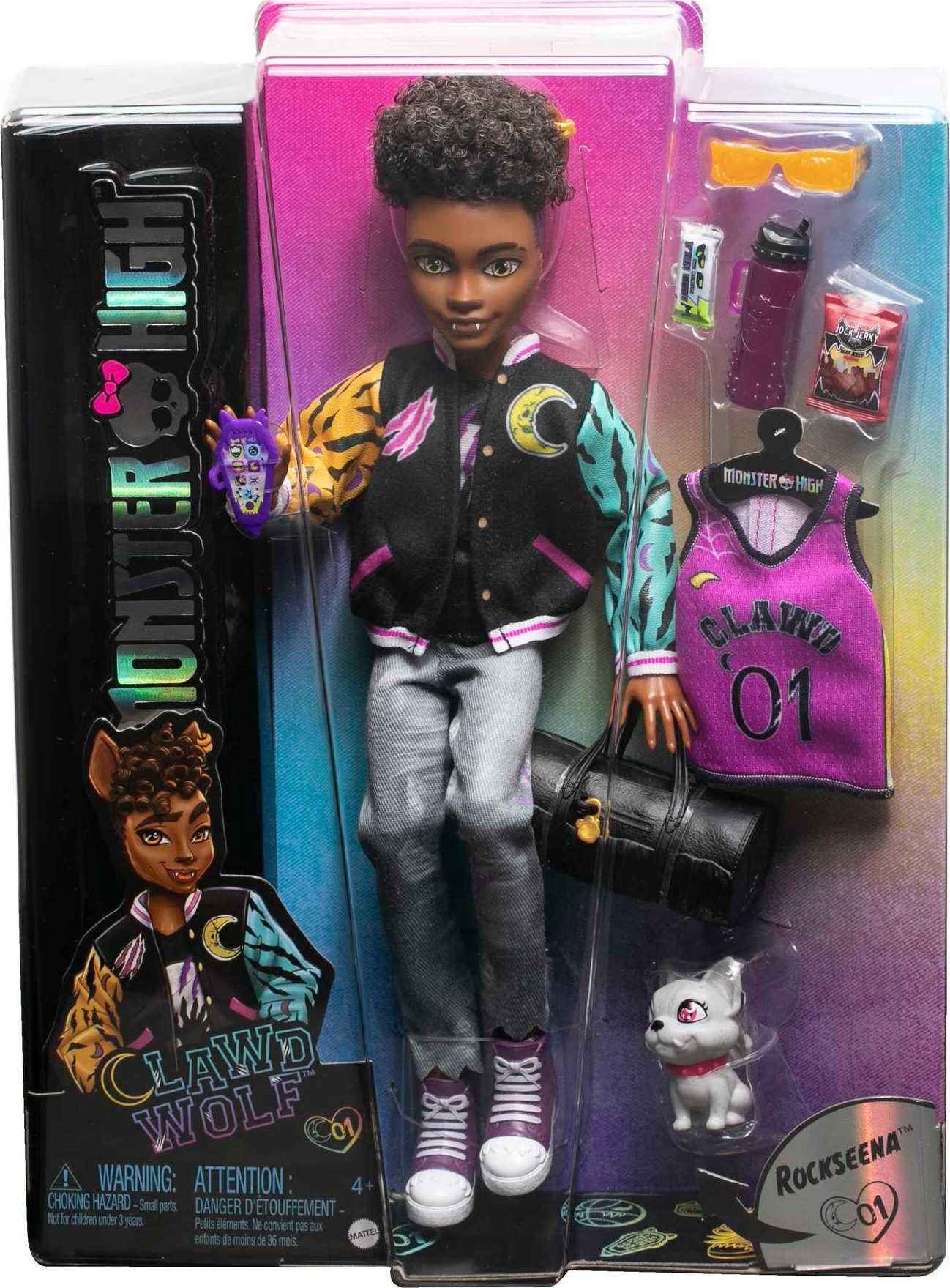 Monster High Clawd Wolf Doll with Rockseena Gargoyle Bulldog & Accessories