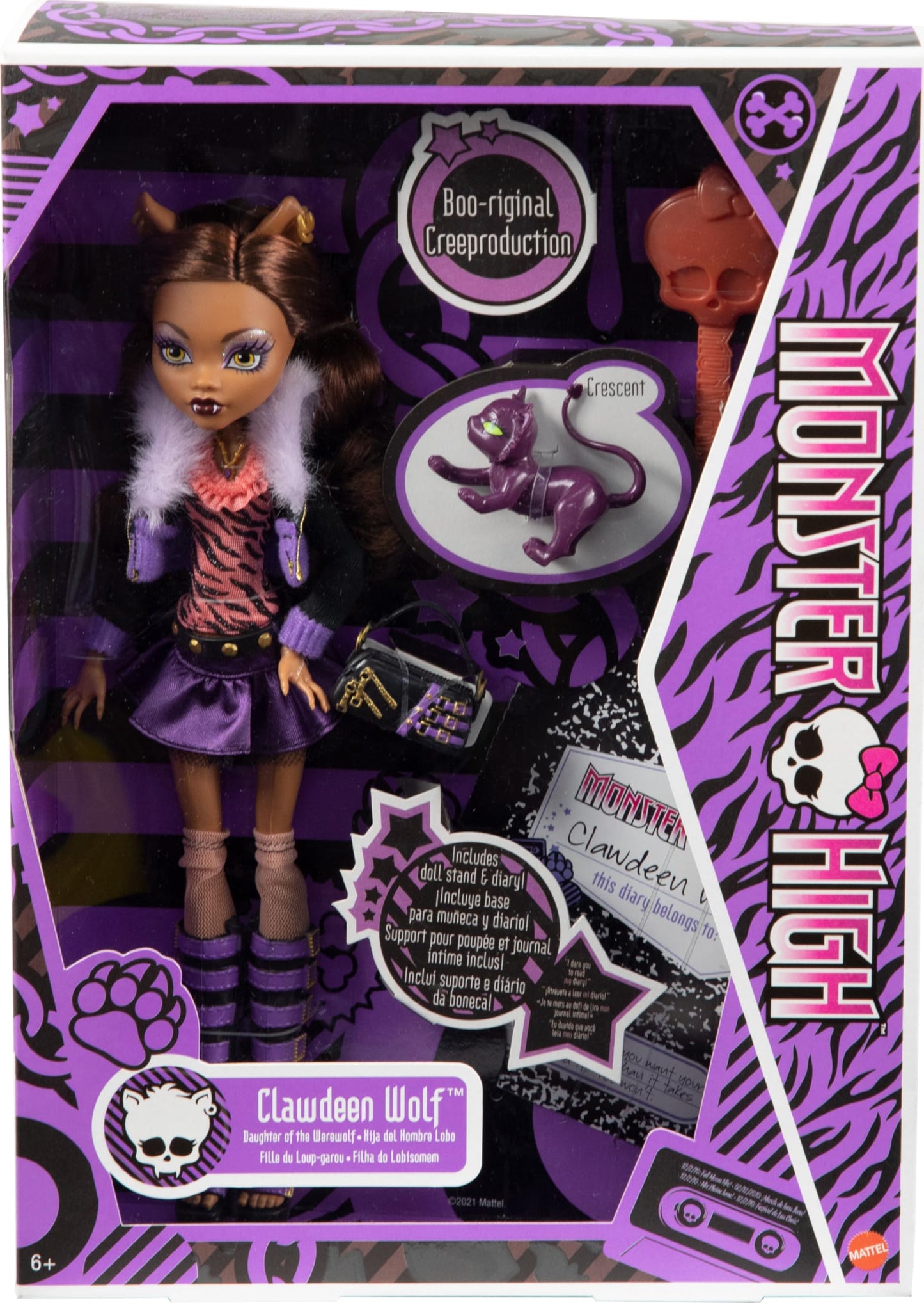 Monster High Clawdeen Wolf Reproduction Doll – Original Fashion, Crescent Pet, Stand & Accessories | 10.5-Inch Collectible Toy