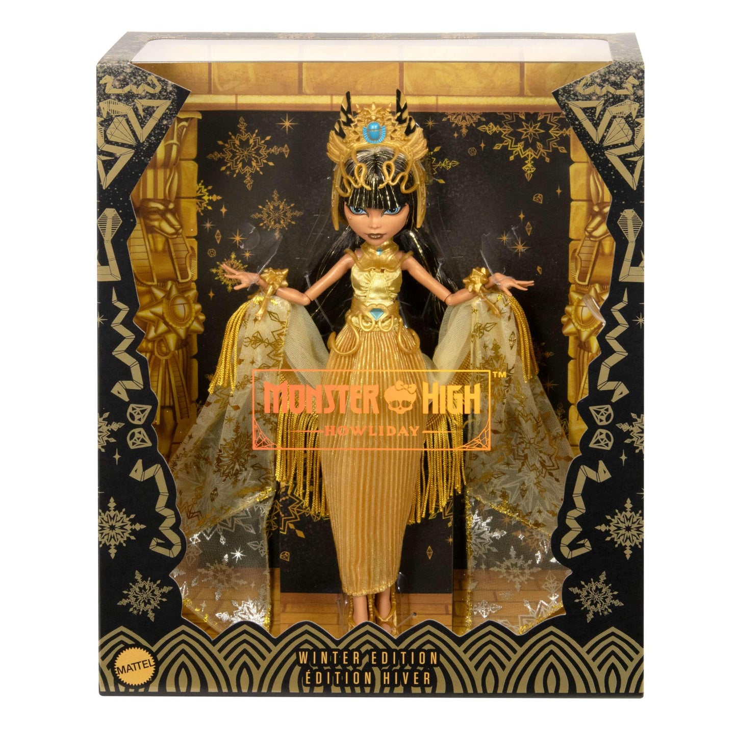 Monster High Howliday Doll: Cleo De Nile Winter Edition in Golden Gown with Gleaming Accessories