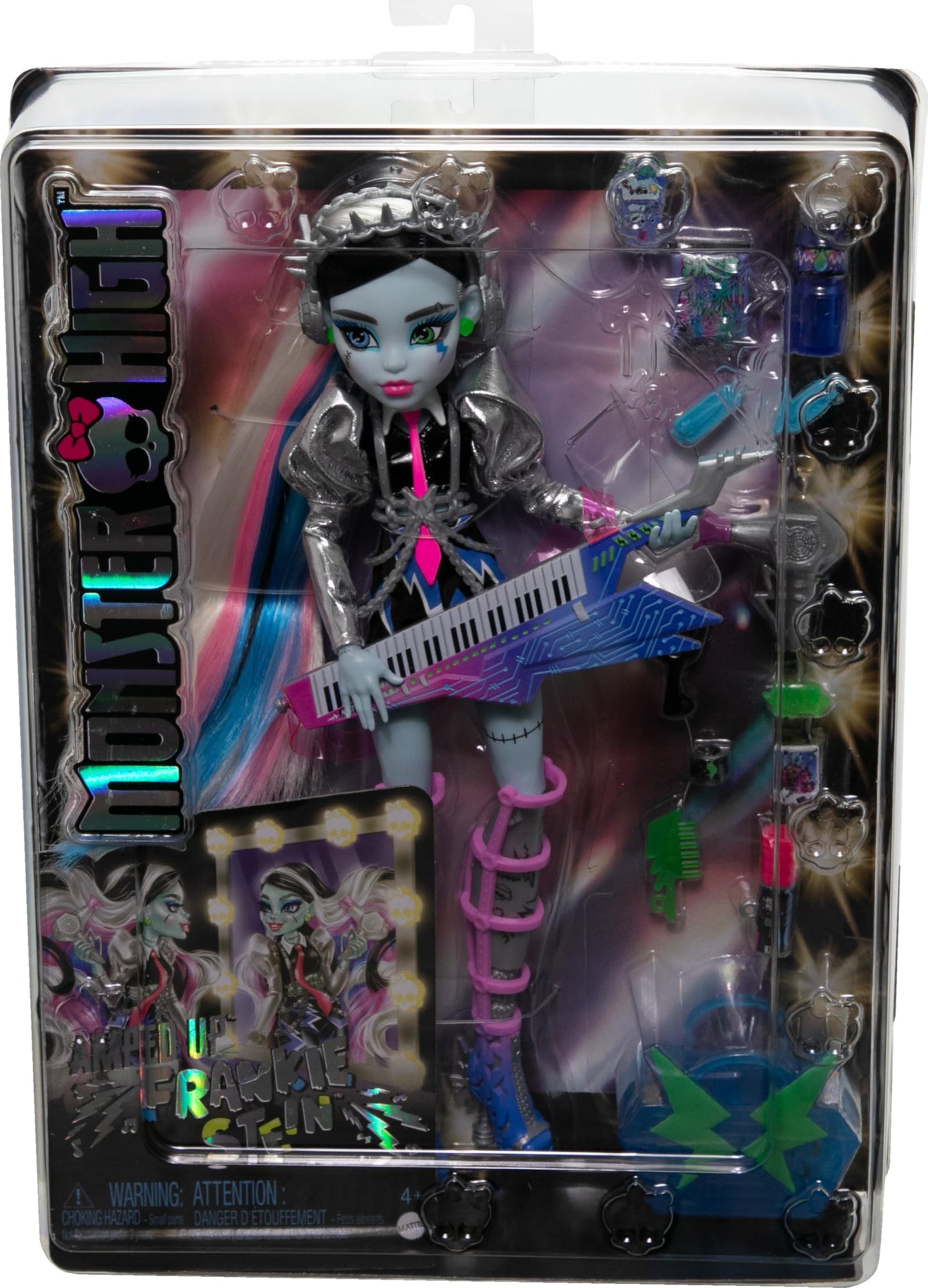 Monster High Amped Up Frankie Stein Rockstar Doll with Keytar & Headphones