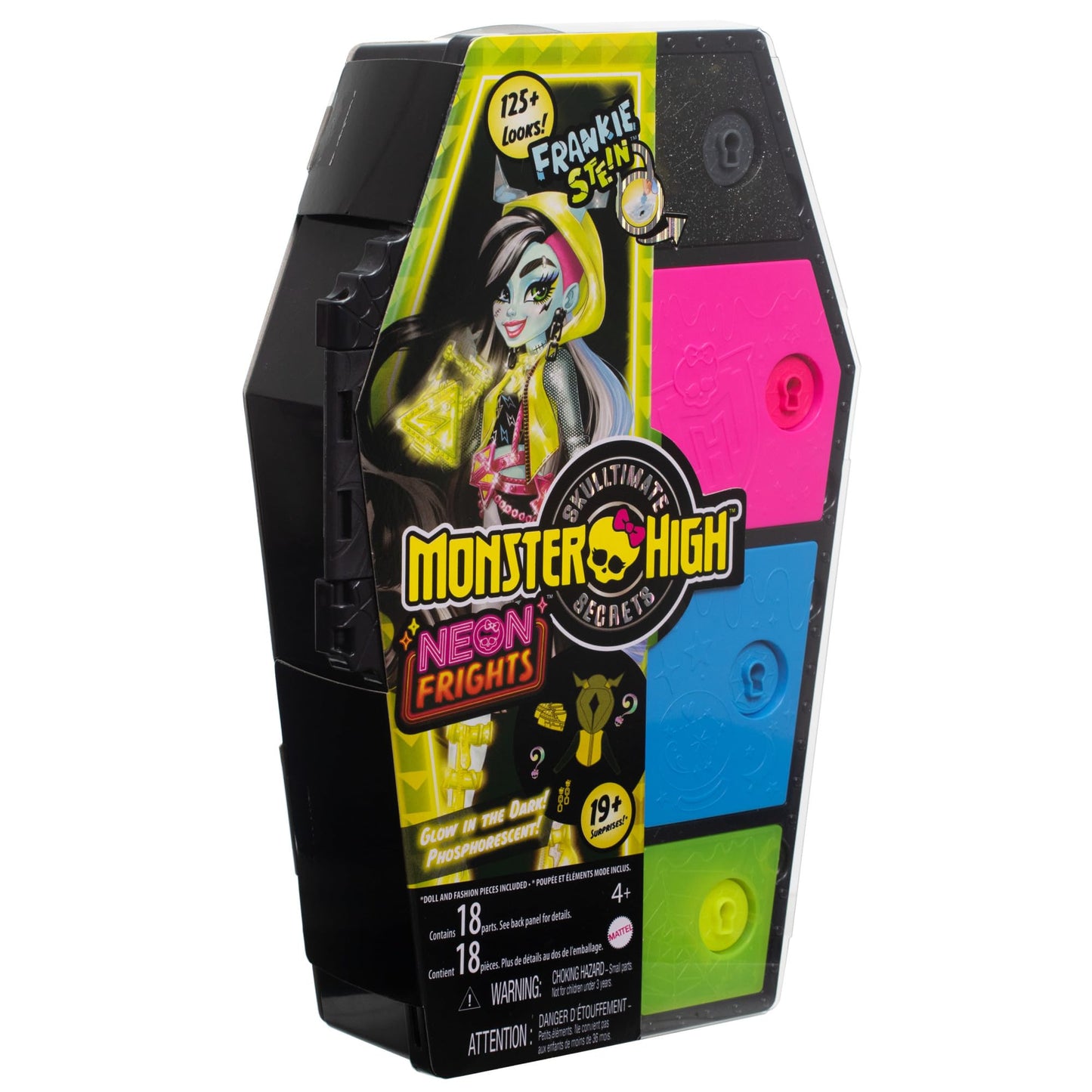Monster High Skulltimate Secrets Neon Frights Frankie Stein Doll with Dress-Up Locker + 19+ Surprises
