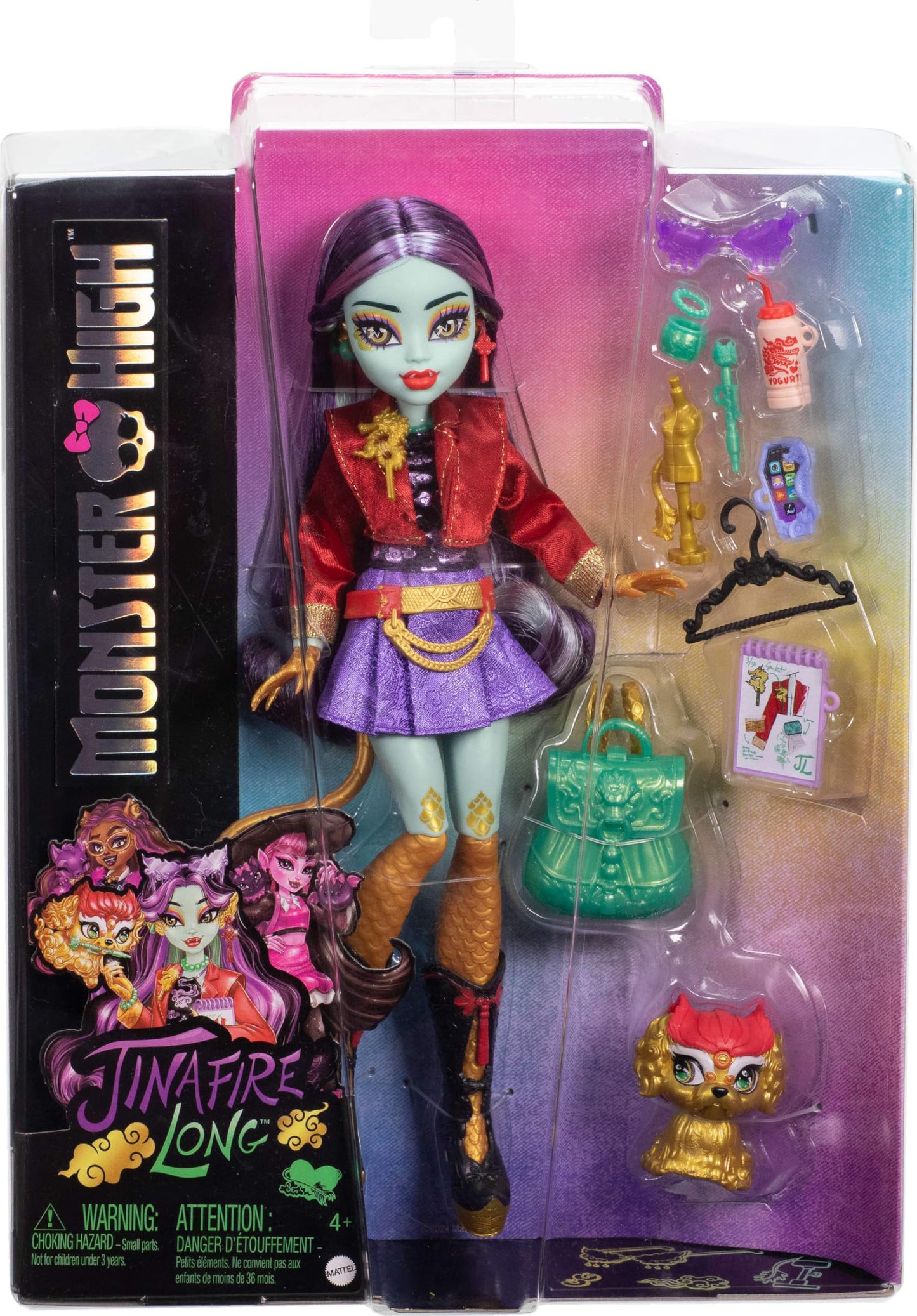 Monster High Jinafire Long Doll with Cloudy Yun Yun & 7 Accessories