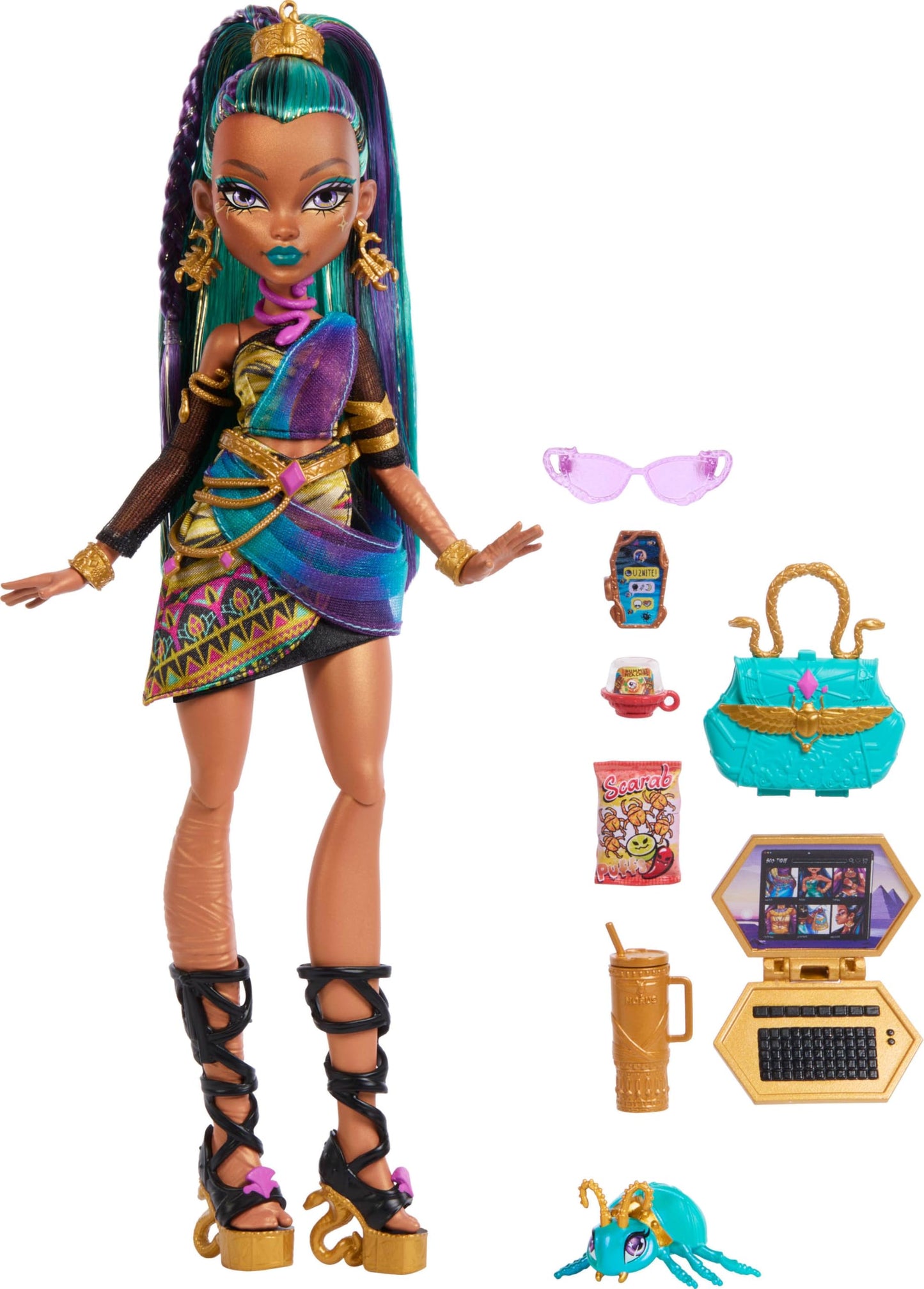 Monster High Nefera De Nile Doll – Royal Mummy with 7 Accessories & Lavish