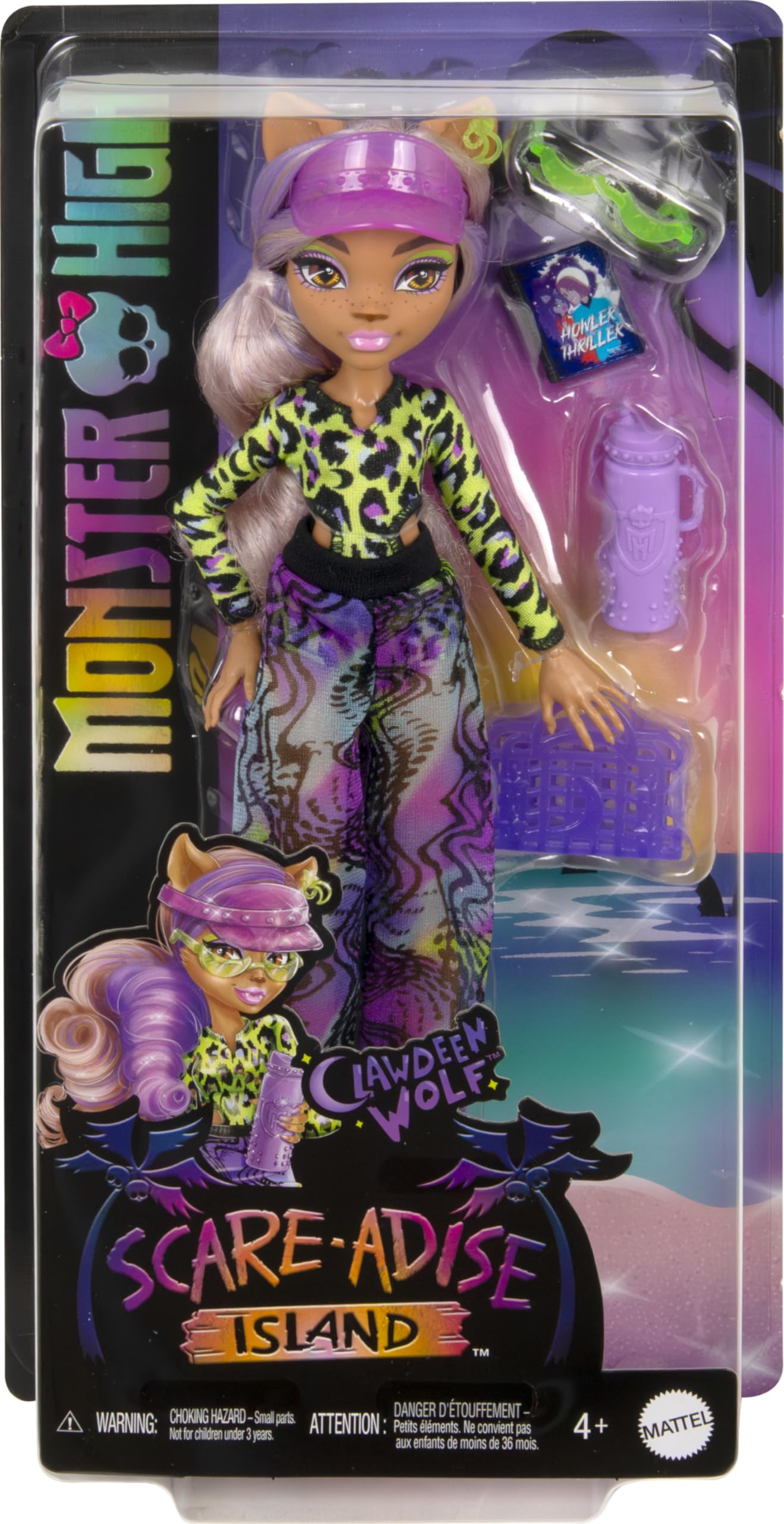 Monster High Scare-adise Island Clawdeen Wolf Doll – Beach Vacation Outfit & Accessories
