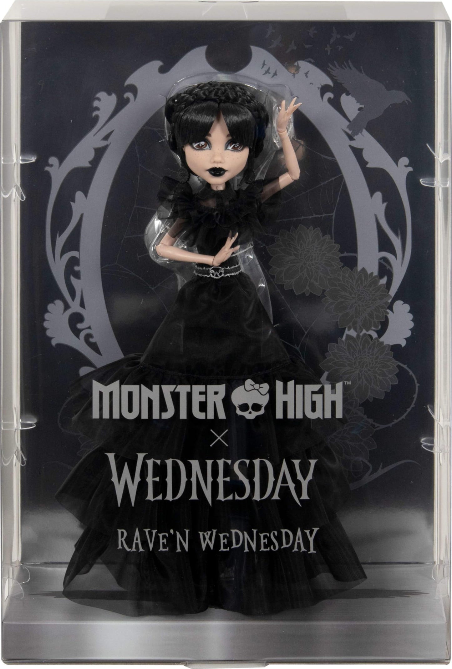 Monster High Wednesday Doll – Rave’N Gothic Gown Collectible with Stand & COA