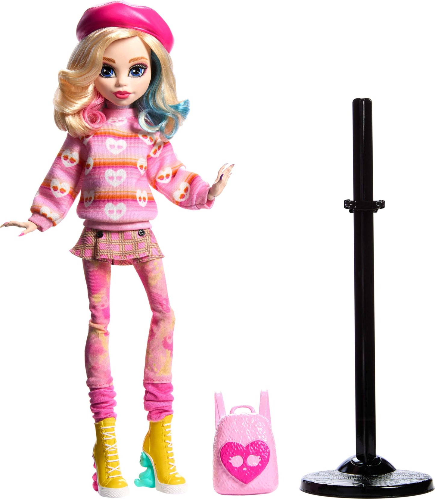 Monster High Wednesday Doll: Enid Sinclair in Pink with Beret and Backpack