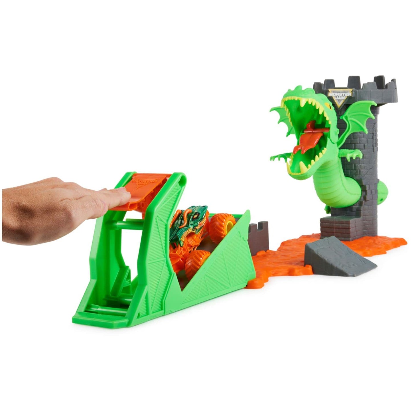 Monster Jam Dueling Dragon Playset with Exclusive 1:64 Dragon Truck – Ages 3+