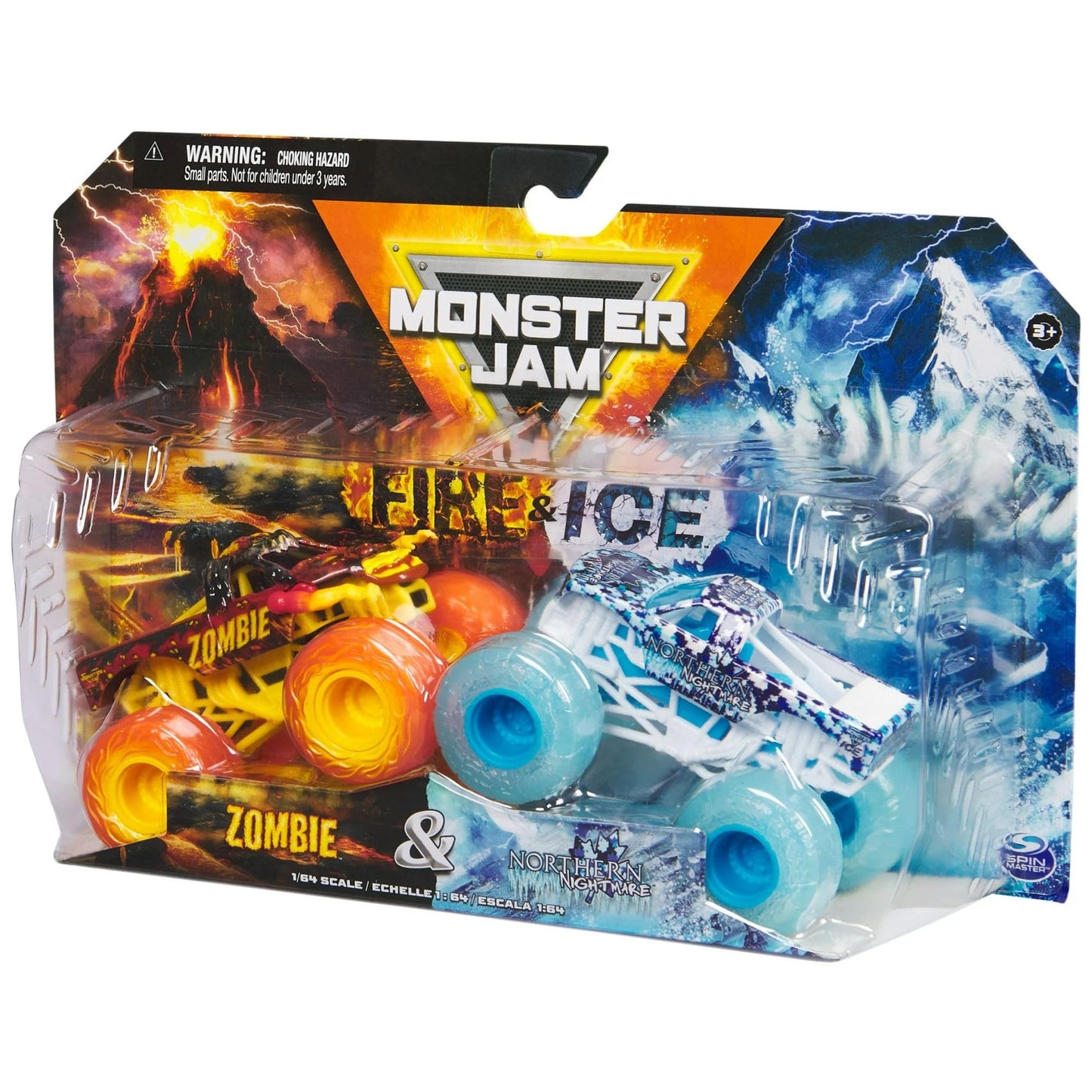 Monster Jam Fire and Ice 1:64 Die-Cast 2-Pack - Zombie vs Northern Nightmare + Son-Uva Digger vs Earth Shaker