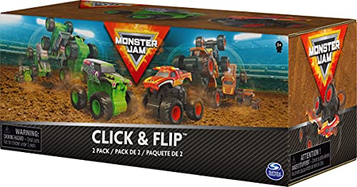 Monster Jam 1:43 Click & Flip Grave Digger & El Toro Loco 2-Pack – Front Flip Monster Trucks