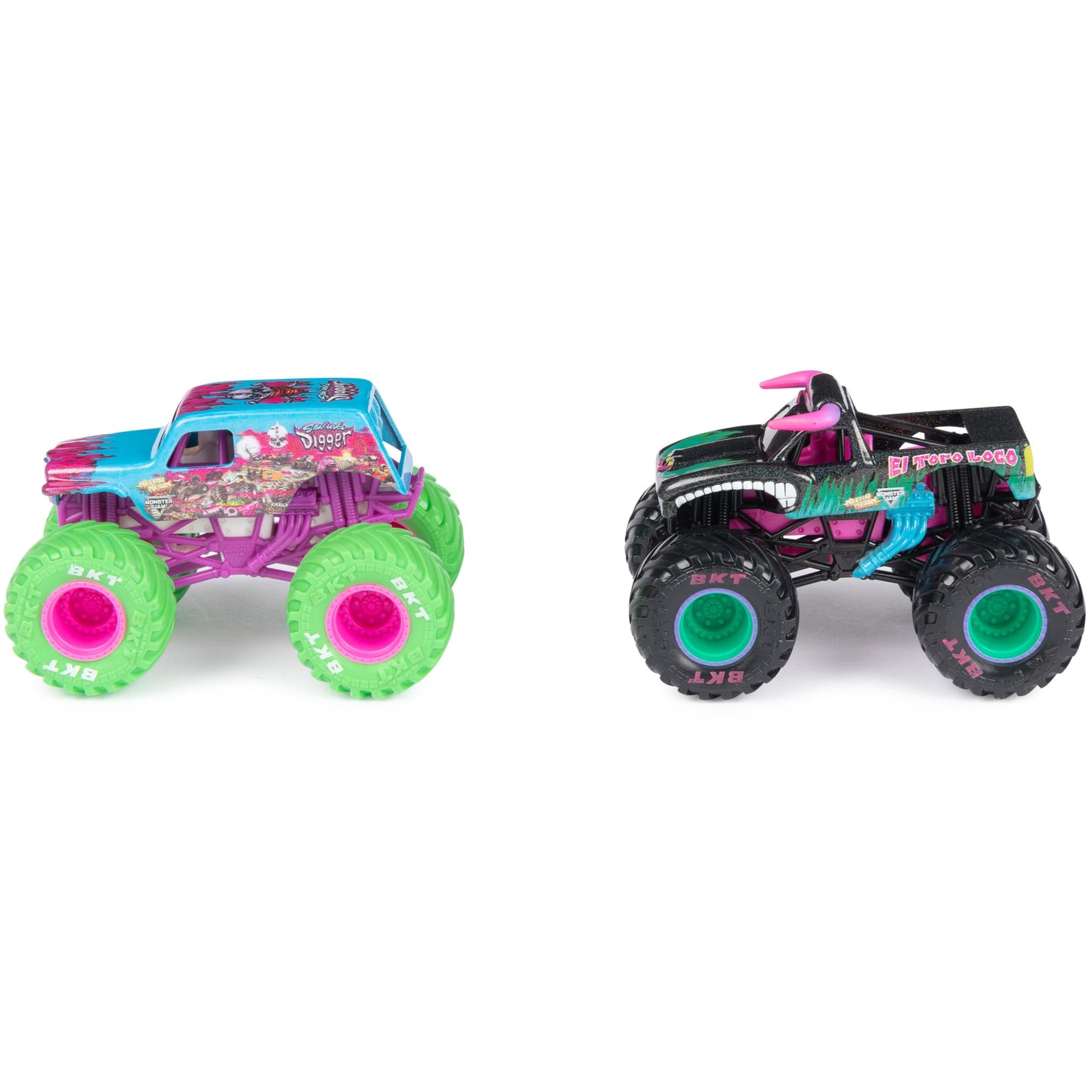Monster Jam Nitro Neon 2-Pack: Son-uva Digger vs El Toro Loco 1:64 Die-Cast Trucks Walmart Exclusive