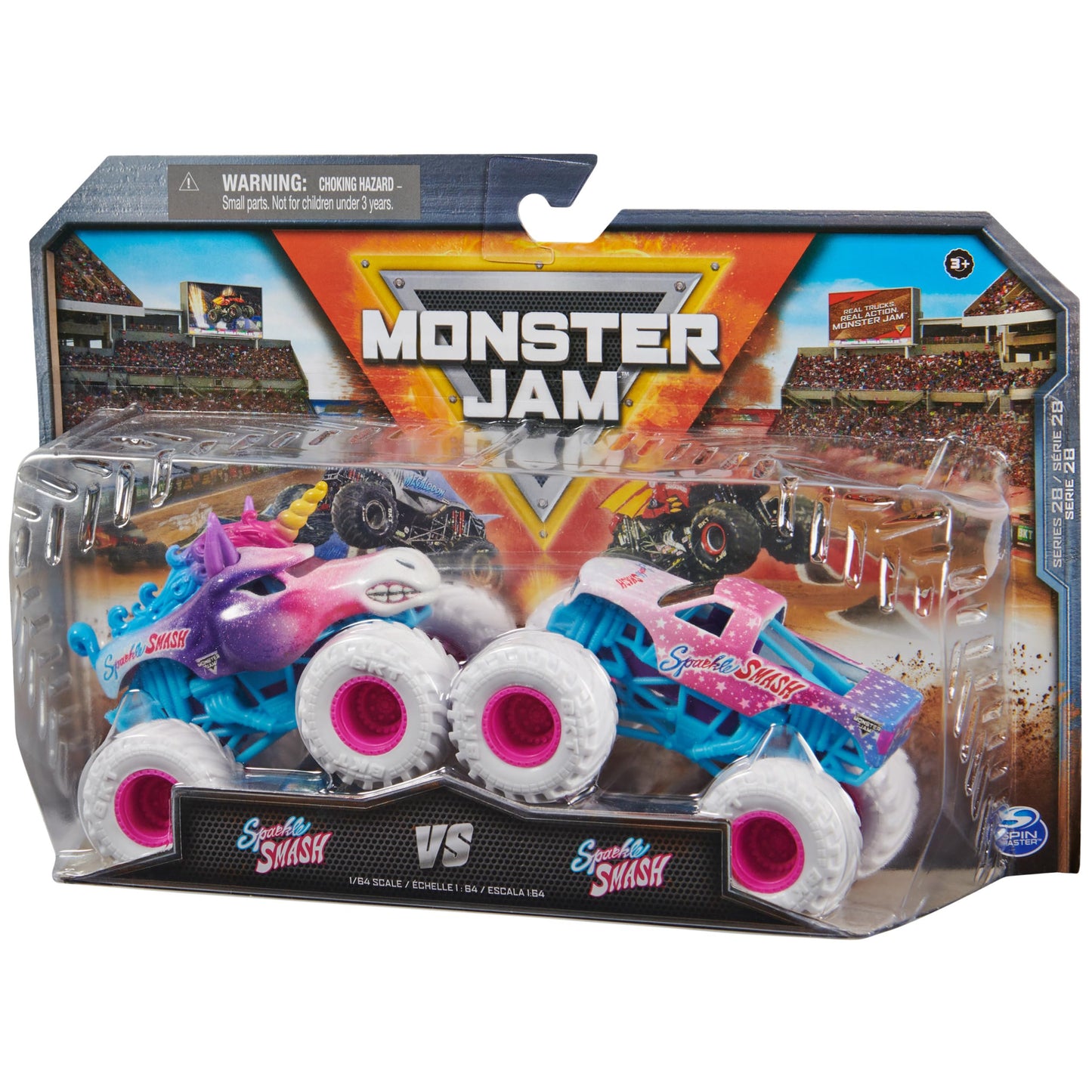 Monster Jam Official Sparkle Smash 1:64 Die-Cast Trucks 2-Pack – Collectible Battle Sets