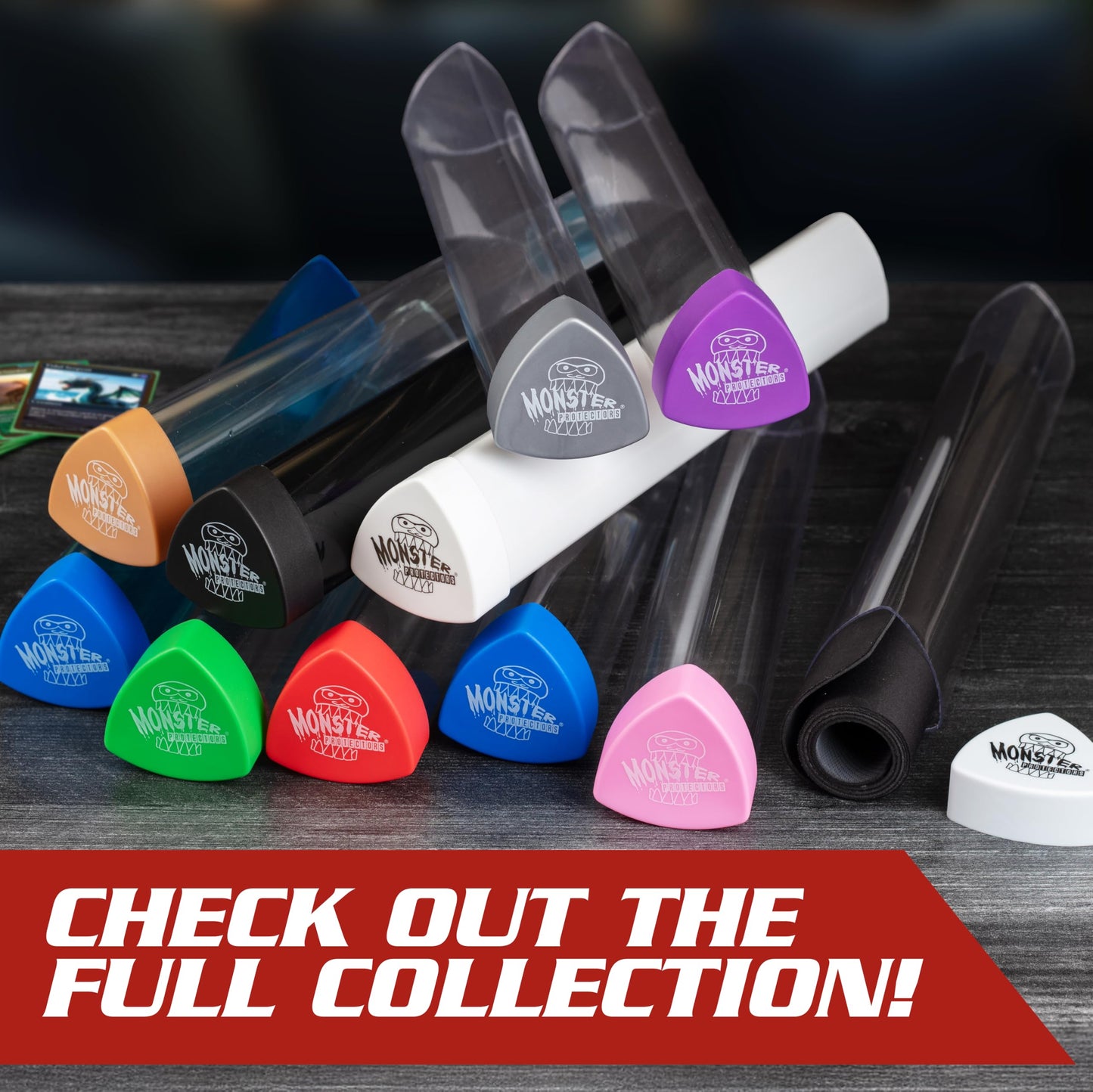 Monster Protectors Prism Dual Playmat Tube (Black) – Holds Two Mats & Easy In/Out Case
