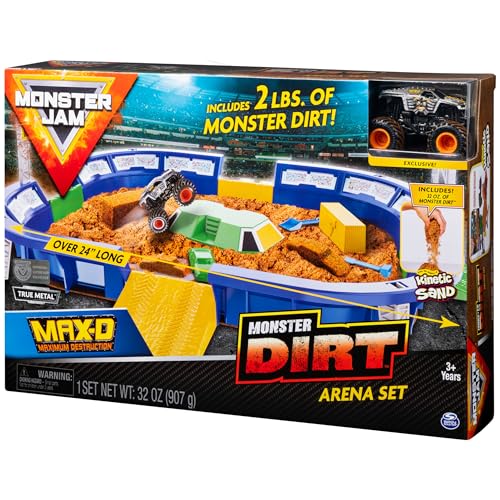 Monster Jam Monster Dirt Arena Playset — 24-Inch Arena, 2 Lbs Dirt, Exclusive Max-D Truck
