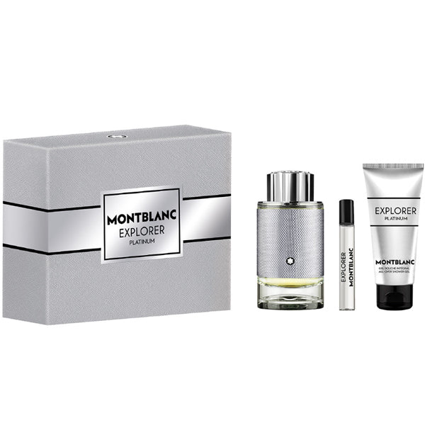 Mont Blanc Explorer Platinum Gift Set 100ml EDP + 100ml Shower Gel + 7.5ml EDP Men's Fragrance
