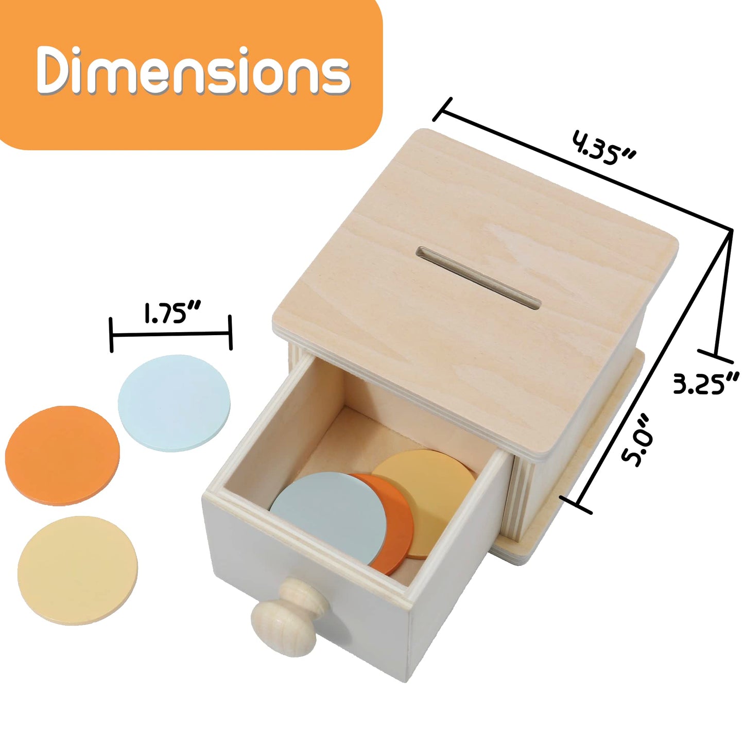 Montessori Mama Wooden Coin Box – Toddler Coin Toy for 1+ Year Olds | Object Permanence