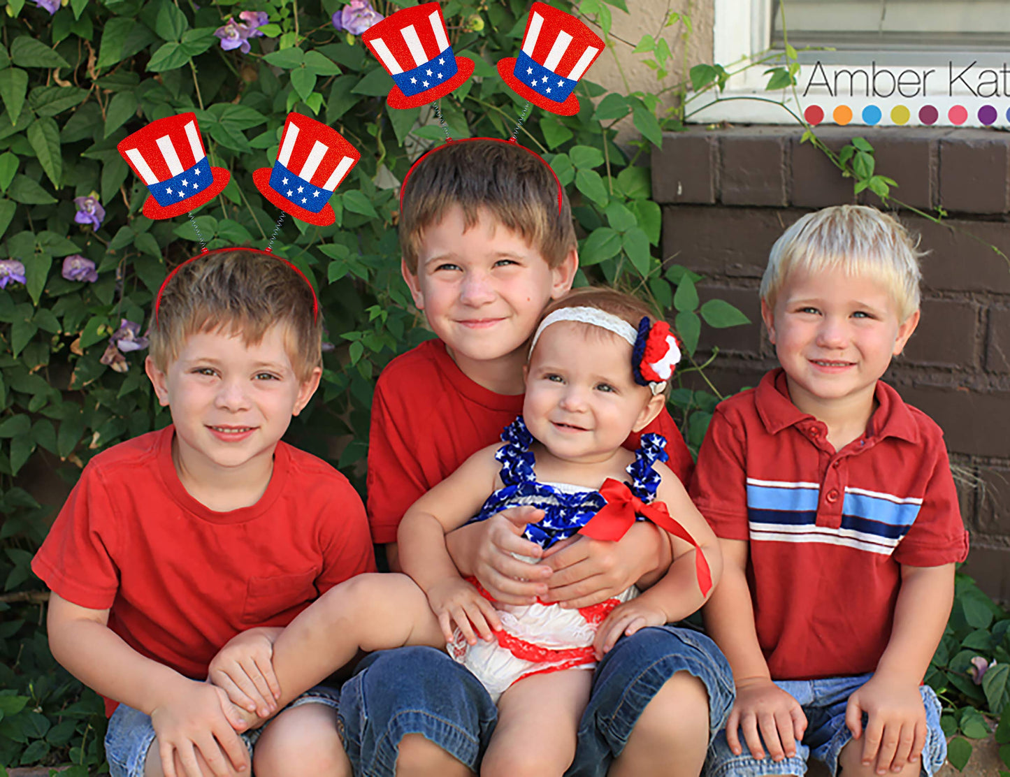 Moon Boat 12PCS Patriotic Head Boppers Headband – Uncle Sam Hats & Star Boppers for 4th of July