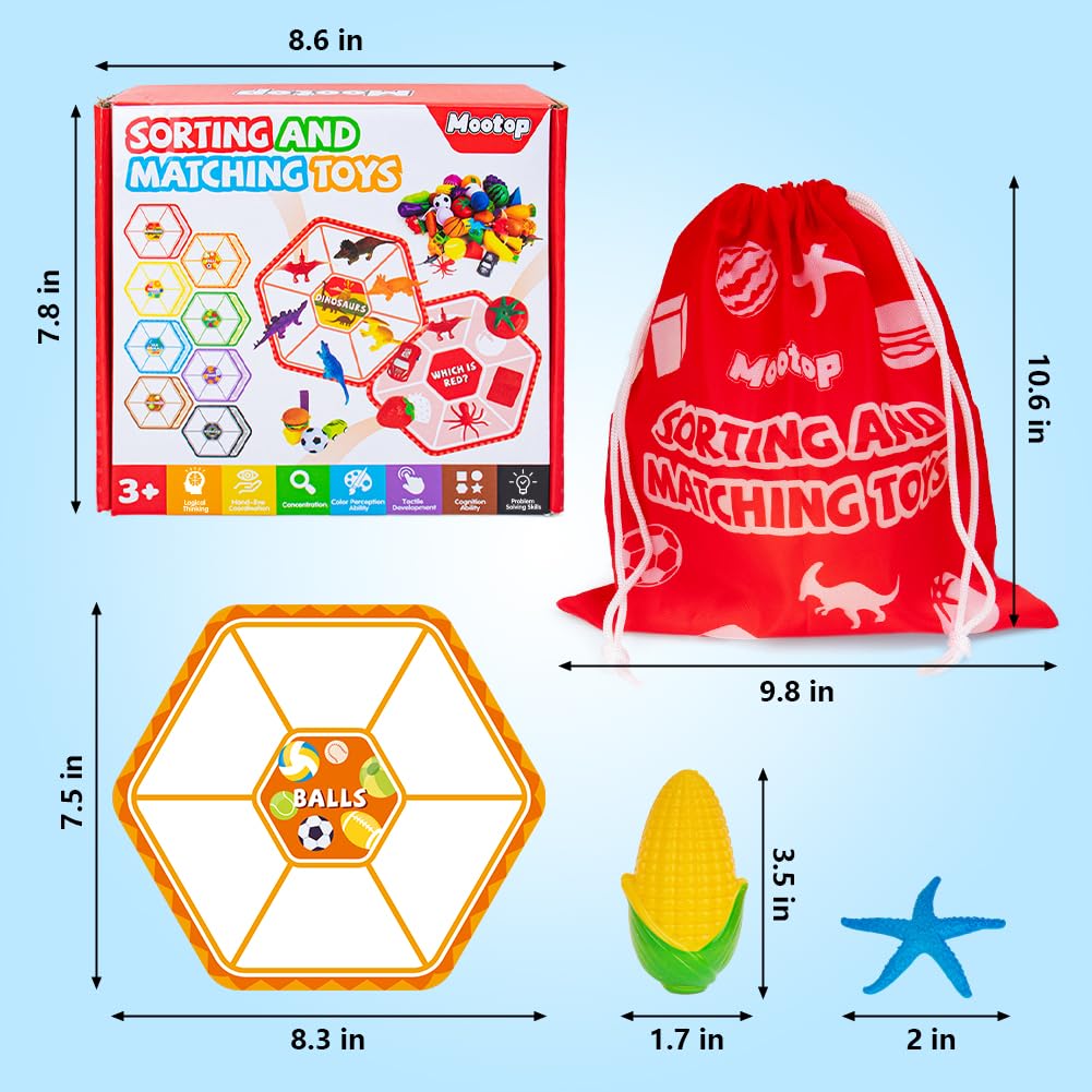 Mootop Sorting Toys for Toddlers – Match Card & Sort Game Set for Fine Motor & Sensory Learning