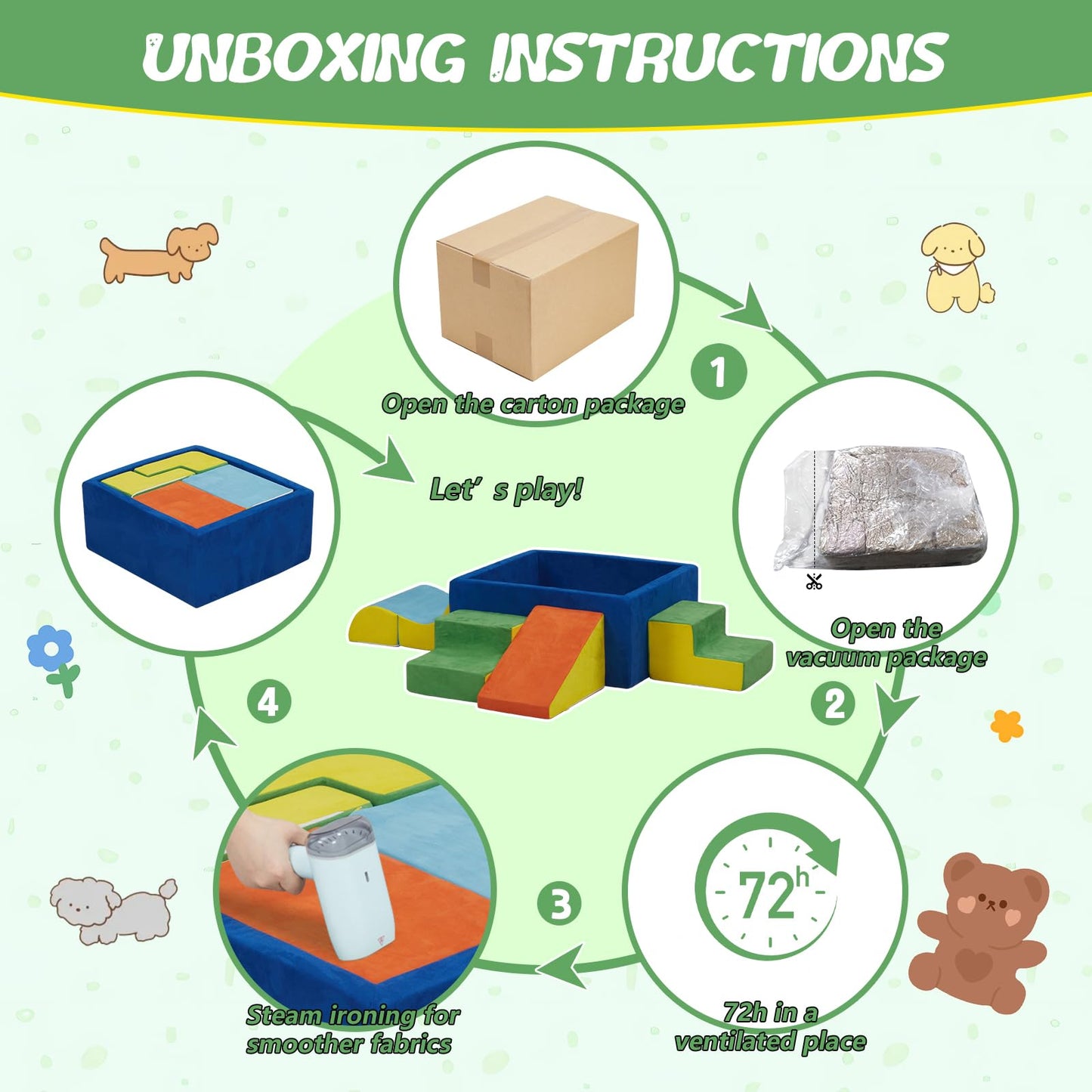 MOOZHEALTH Foam Climbing Blocks for Toddlers – 6-Piece Soft Play Set with Ball Pit