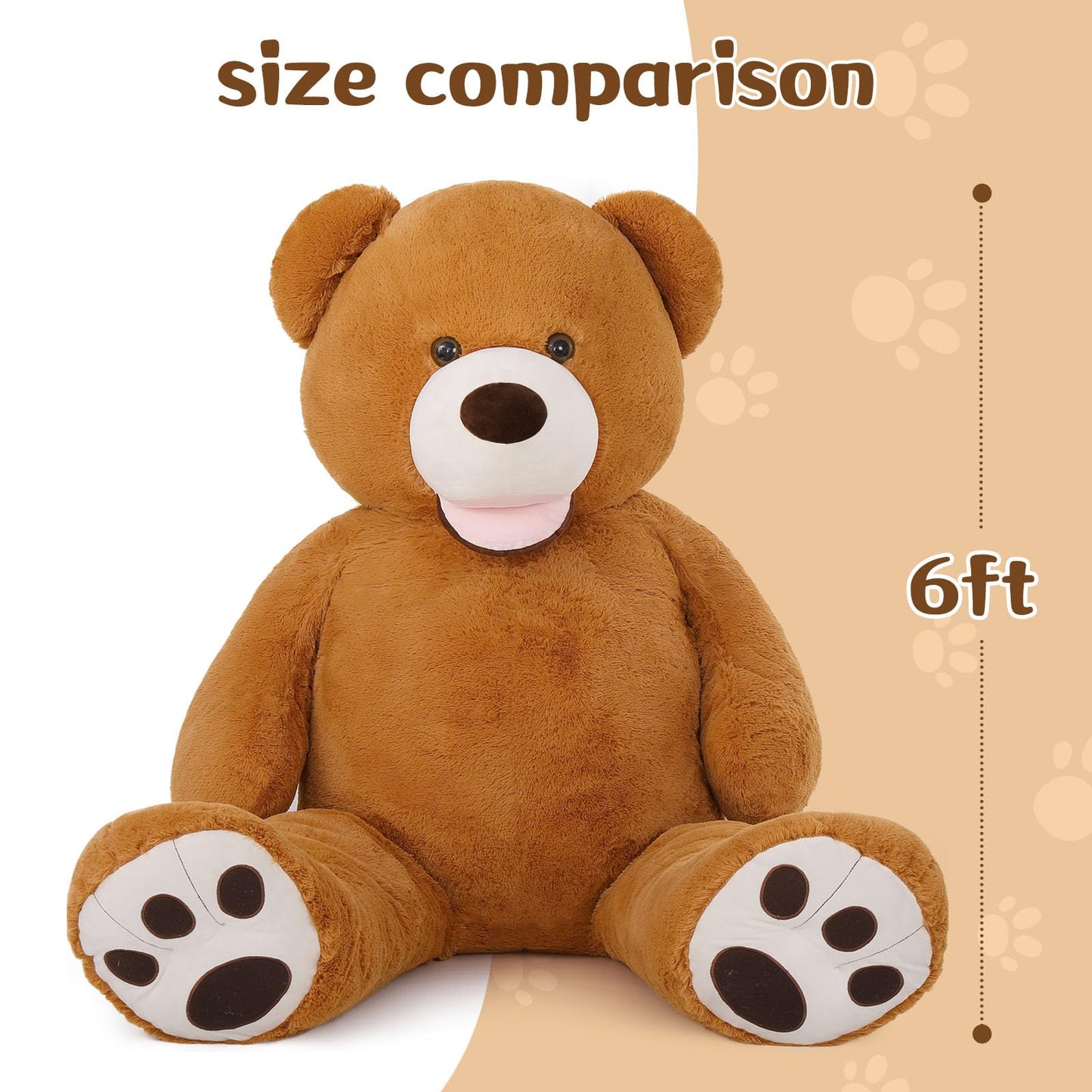 MorisMos Giant Teddy Bear 6ft: Life-Size Brown Plush Gift