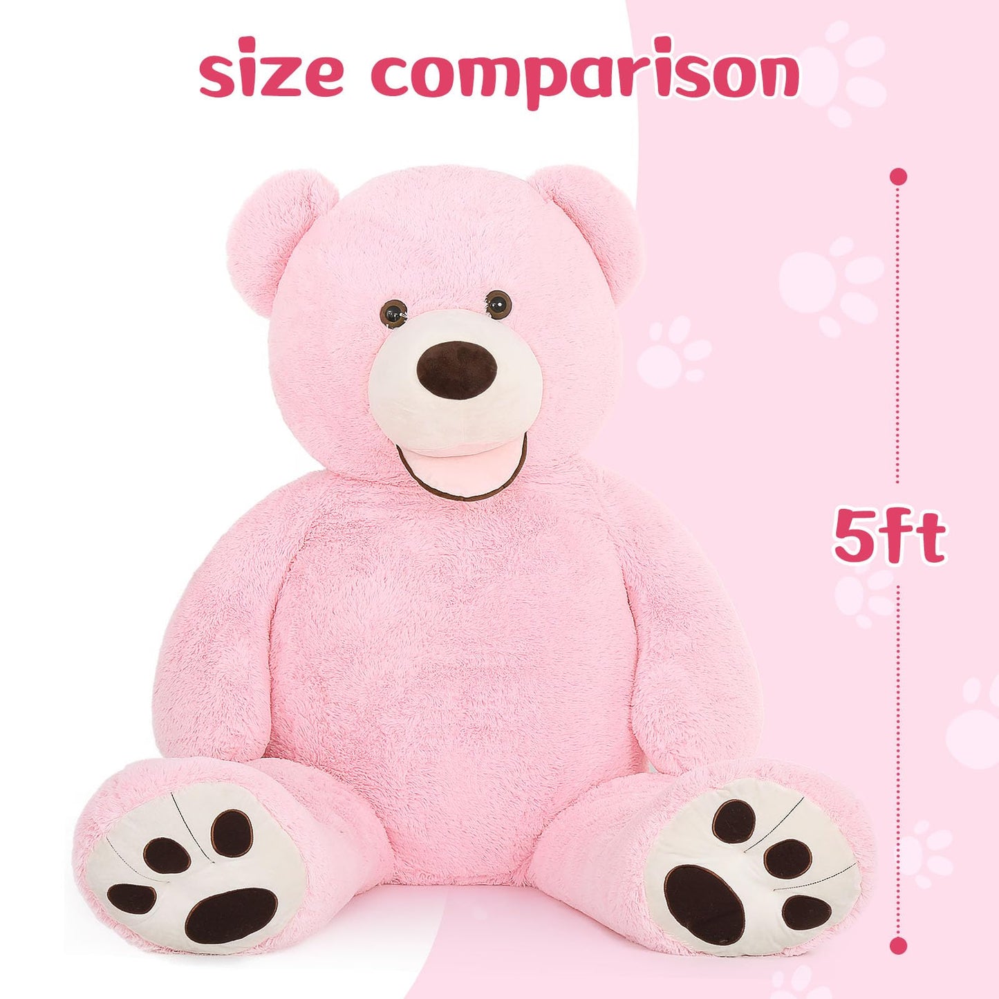 MorisMos Giant 5ft Pink Teddy Bear – Life-Size Plush Gift for Girlfriend, Wife, or Lover