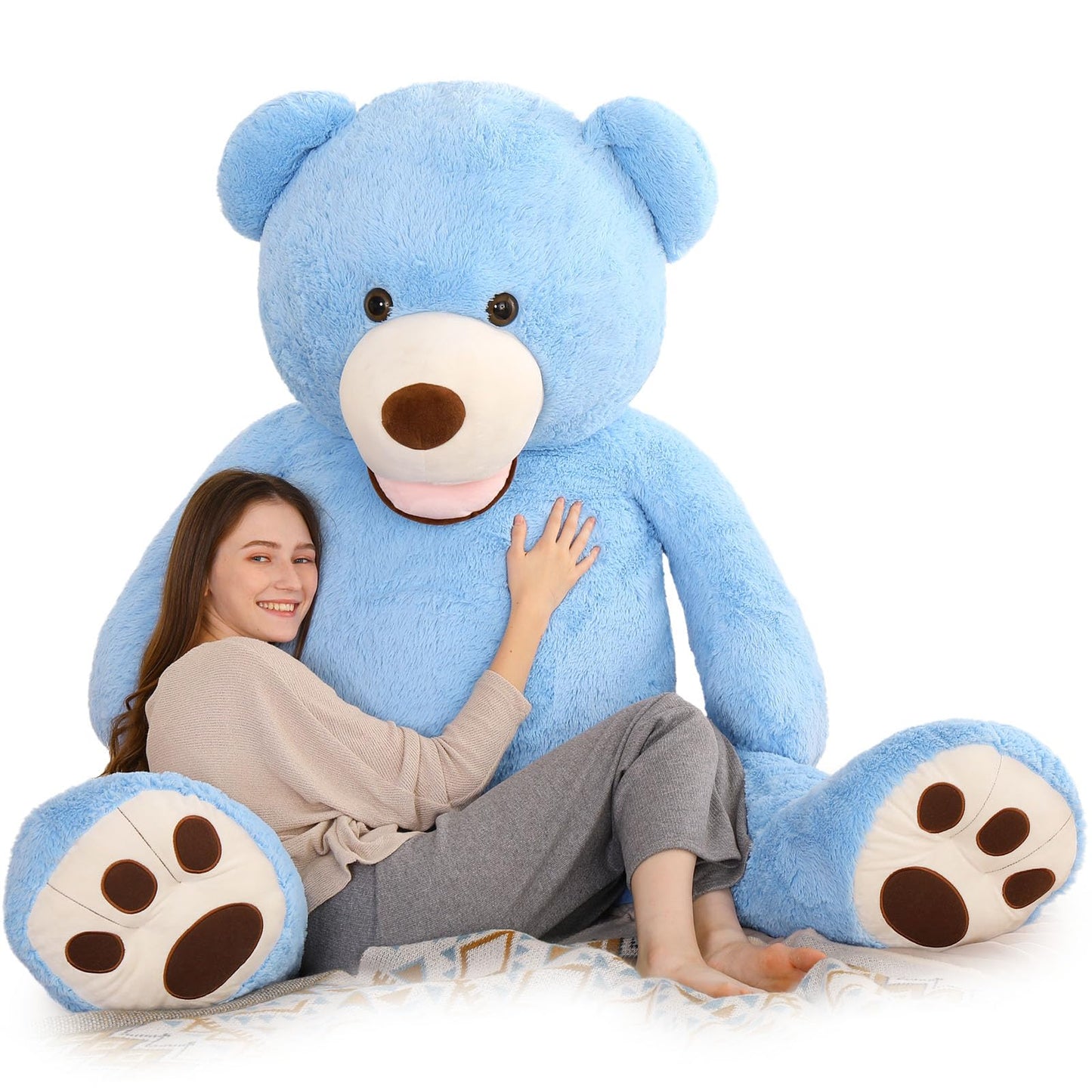 MorisMos 6ft Giant Teddy Bear Plush – Life-Size Blue Bear Gift for Valentines, Anniversary & Birthday