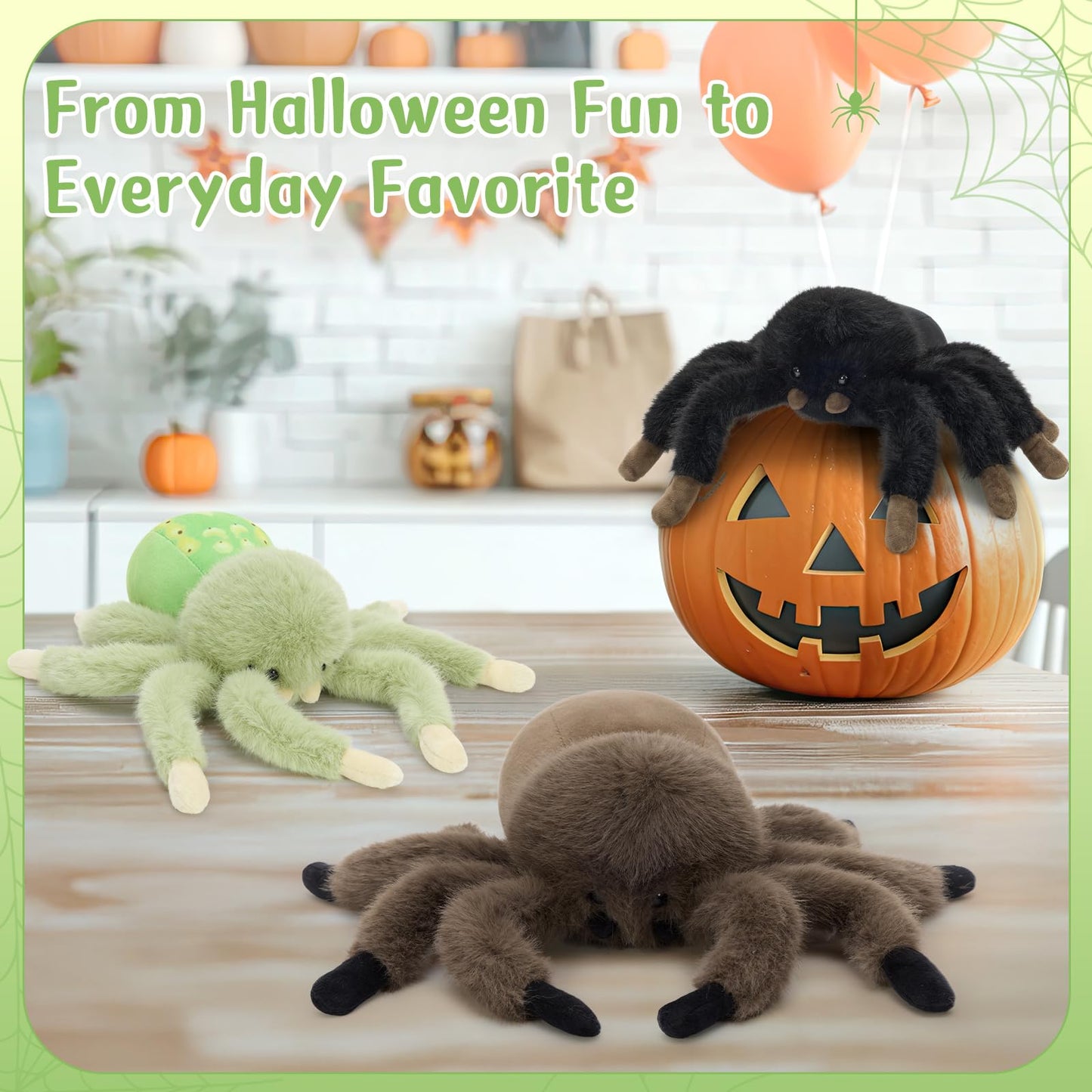 MorisMos 3 Pack Magnetic Spider Plush — 8-Inch Cute Spider Stuffed Animals for Kids, Decor & Gift