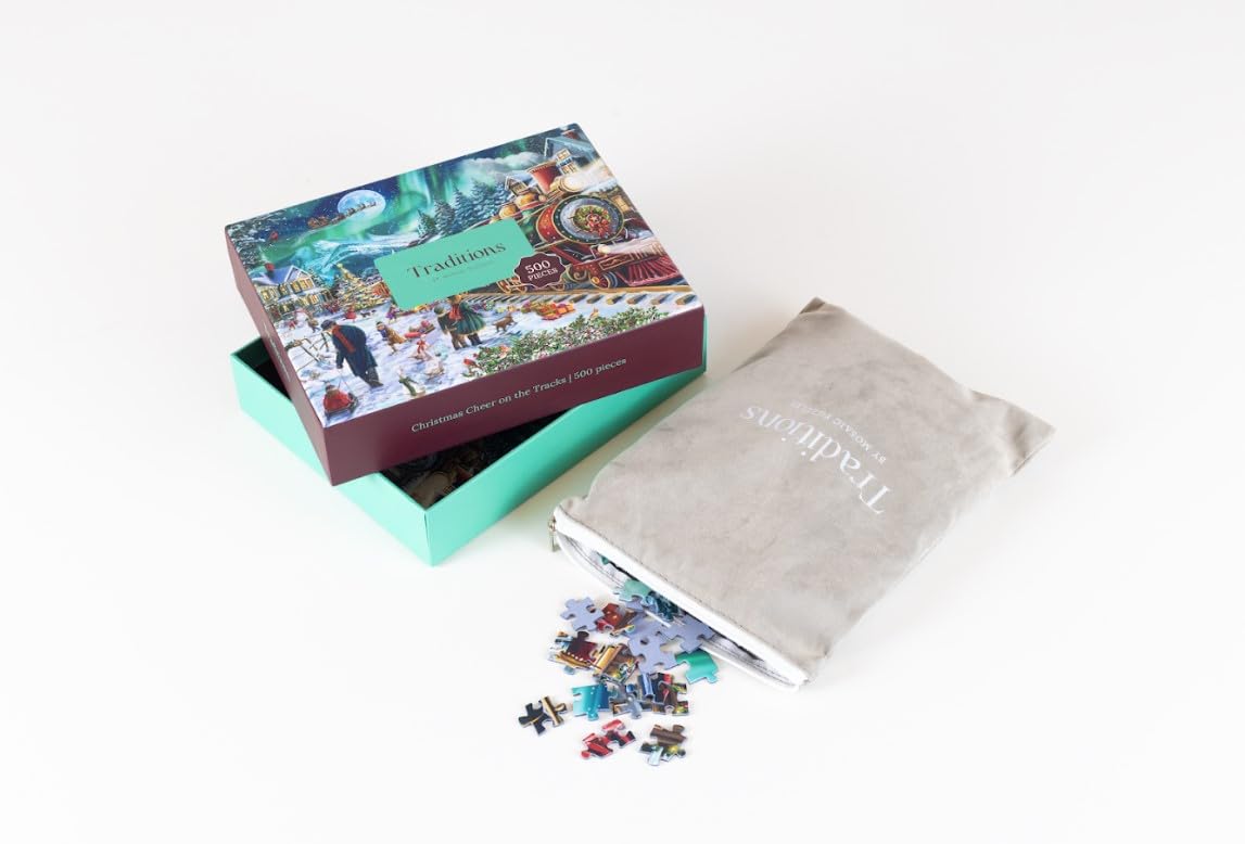 Mosaic Puzzles: Christmas Cheer on The Tracks - Premium 500-Piece Jigsaw for Adults