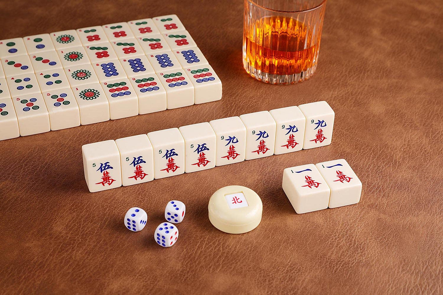 Mose Cafolo Chinese Mahjong Set — 1.5-Inch X-Large 144-Tile Melamine with Travel Case