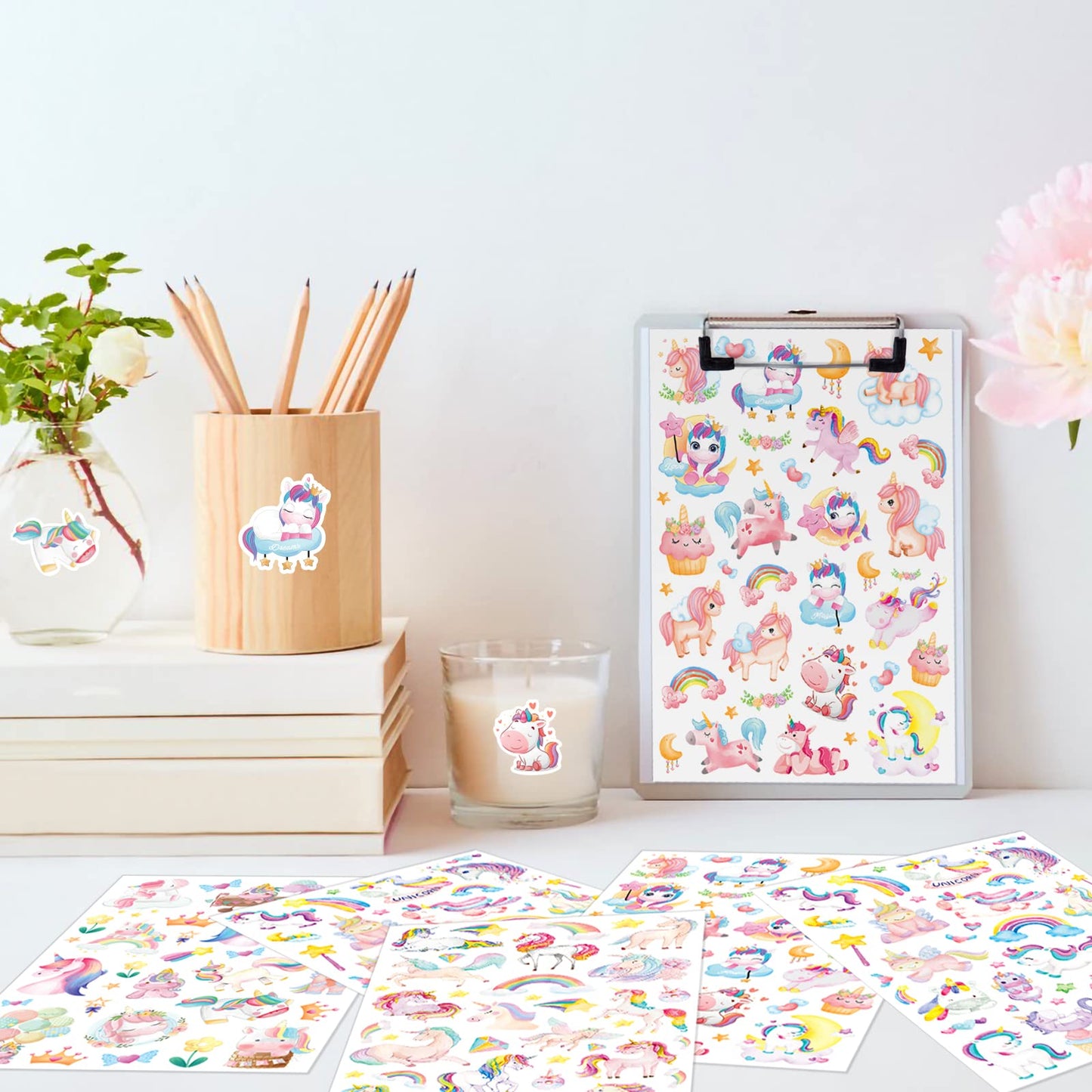 MoShining Pink Unicorn Stickers – 715 Count for Party Decor & Invitations