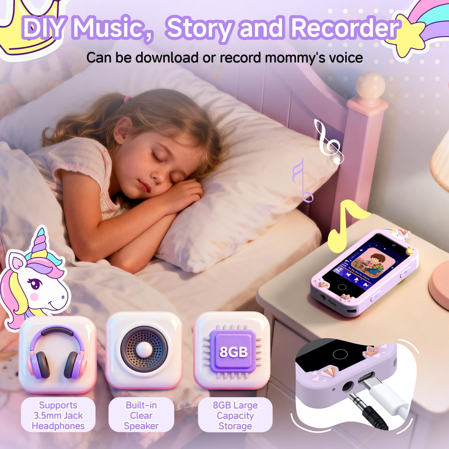 MOTCTQVD Kids Smart Phone Toy for Girls 3-9 | Dual Camera, 8GB, No Internet