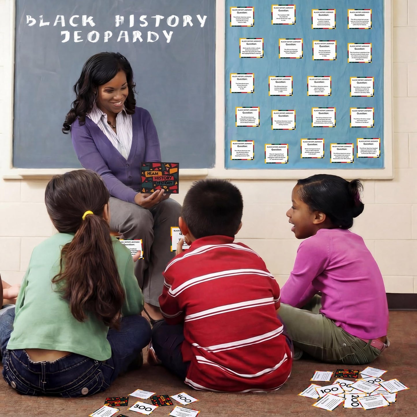 MotiMind 50-Question Black History Trivia Card Set with Answer Key & Scorecards — Classroom Educational Game