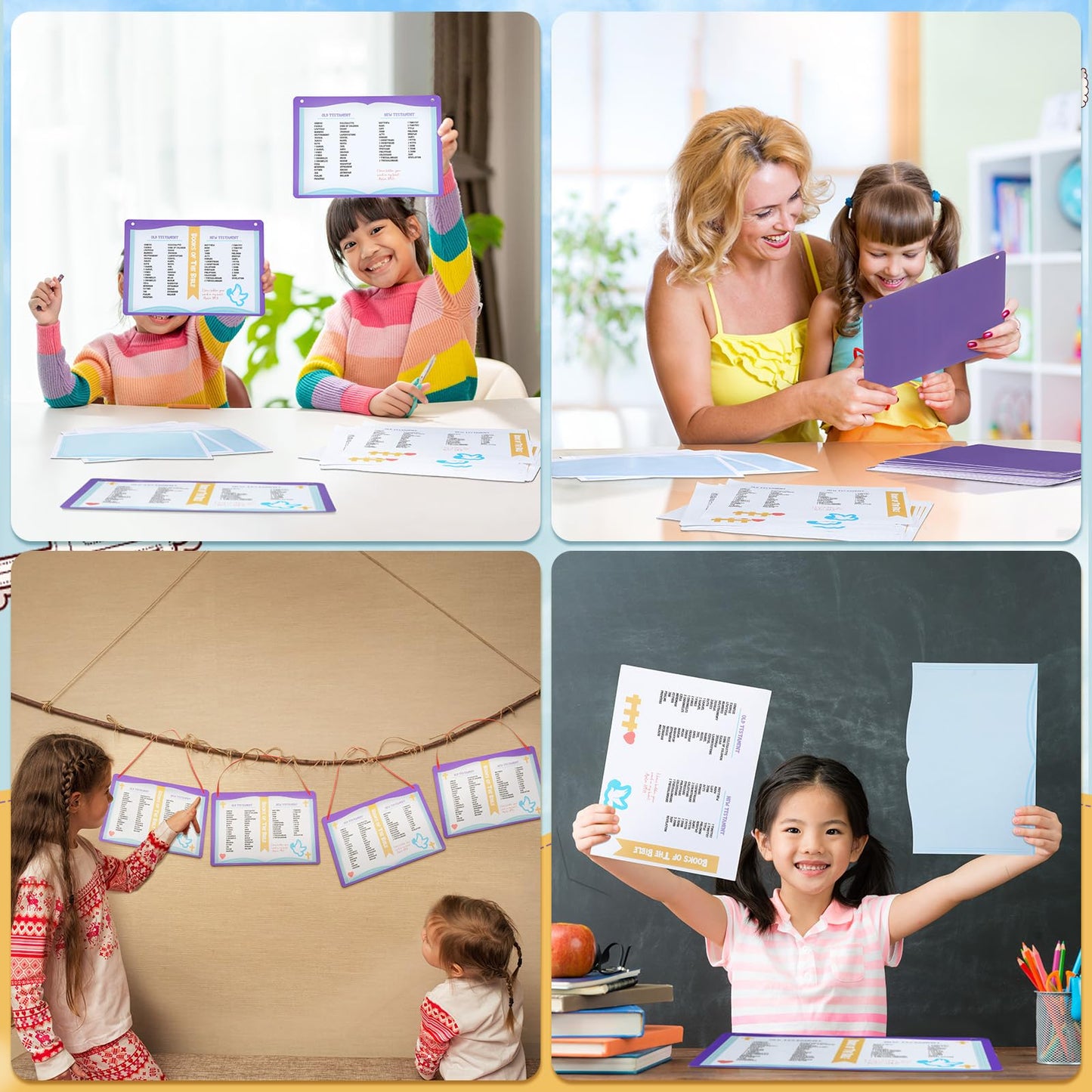 Motipuns 24 Bible Craft Sets for Kids – DIY Sticker Ornaments for Sunday School & Church