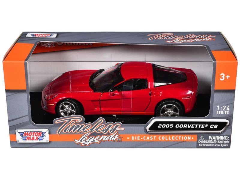 Motormax 1:24 Chevy Corvette C6 Coupe Red Diecast Model Car 2005 73270