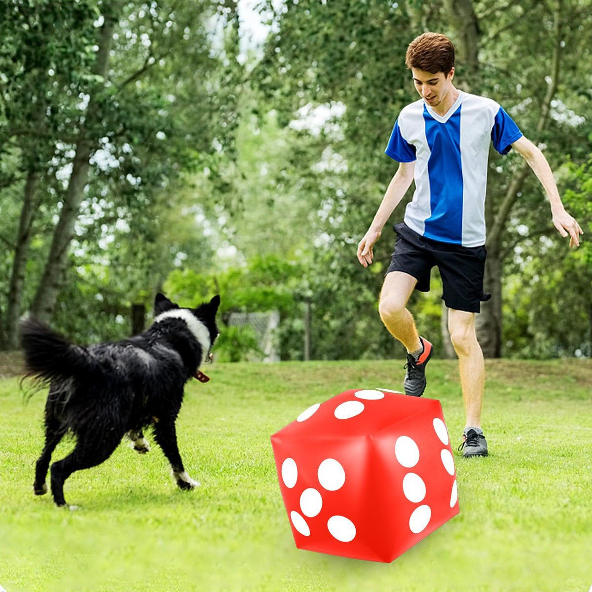 Mototo 4 Pieces Jumbo Inflatable Dice – 12.6 Inch Red Pool, Beach & Lawn Games