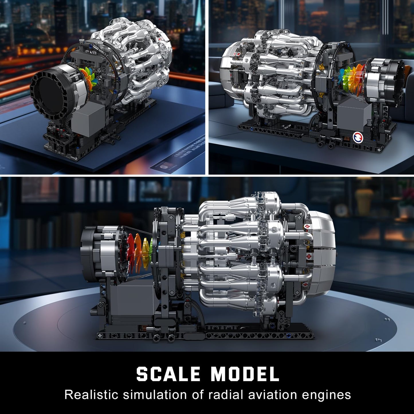 Mould King 10216 Turbojet Engine Building Set – Mechanical Aviation Model Kit for STEM, 1214+ PCS