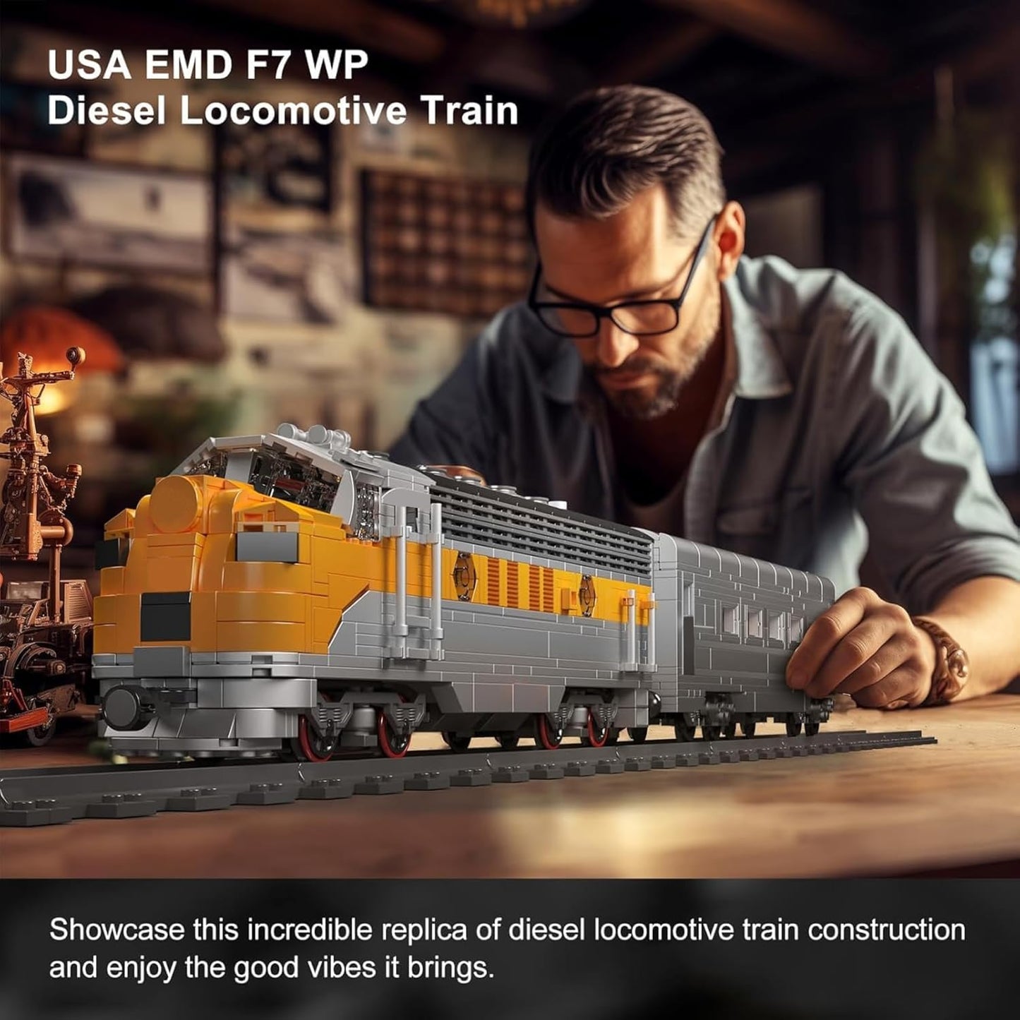 Mould King 12018 Train Building Kit – EMD F7 Locomotive, 1541 Pieces, App Bluetooth RC
