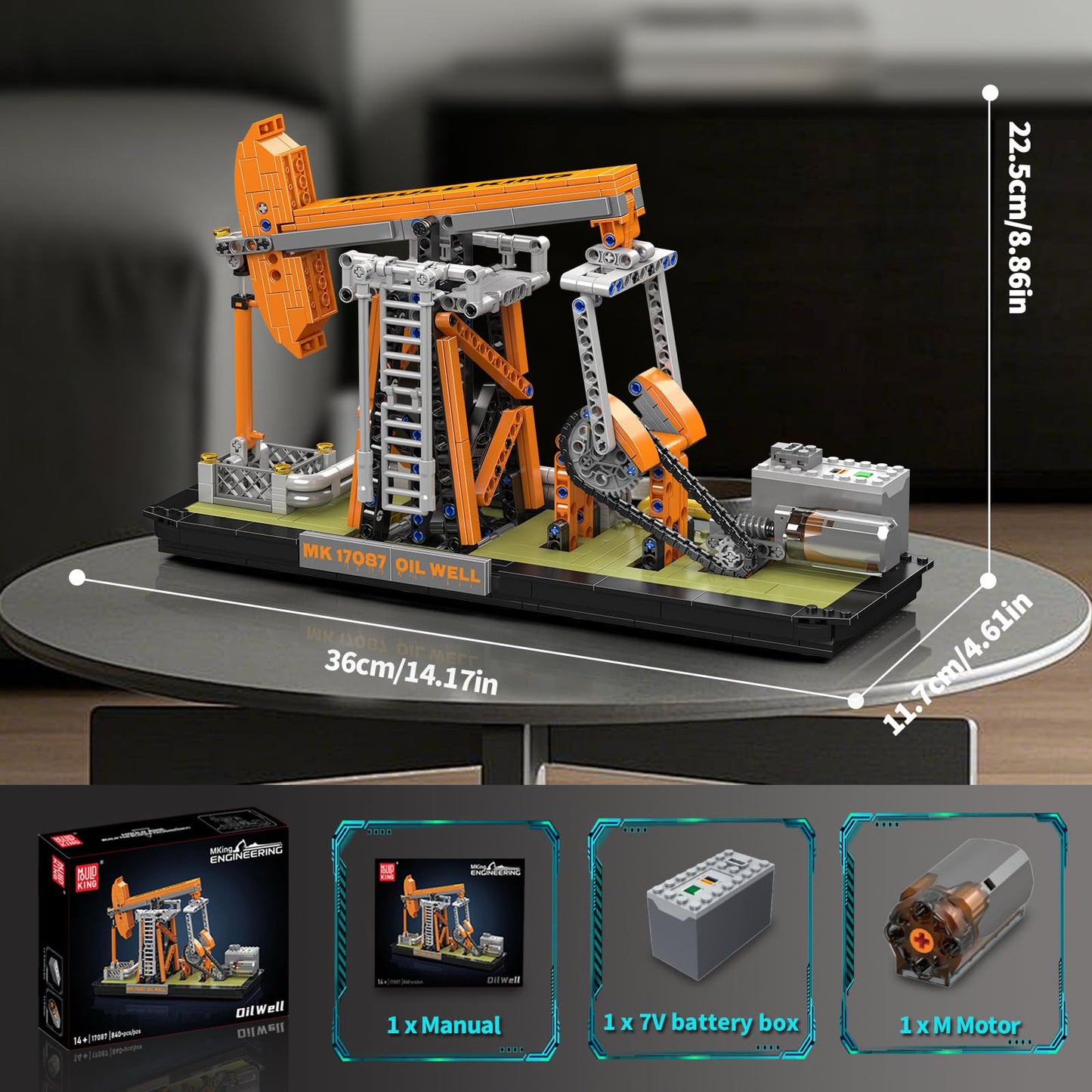 Mould King 17087 Oilfield Movable Building Set | Battery Powered Pumpjack Model