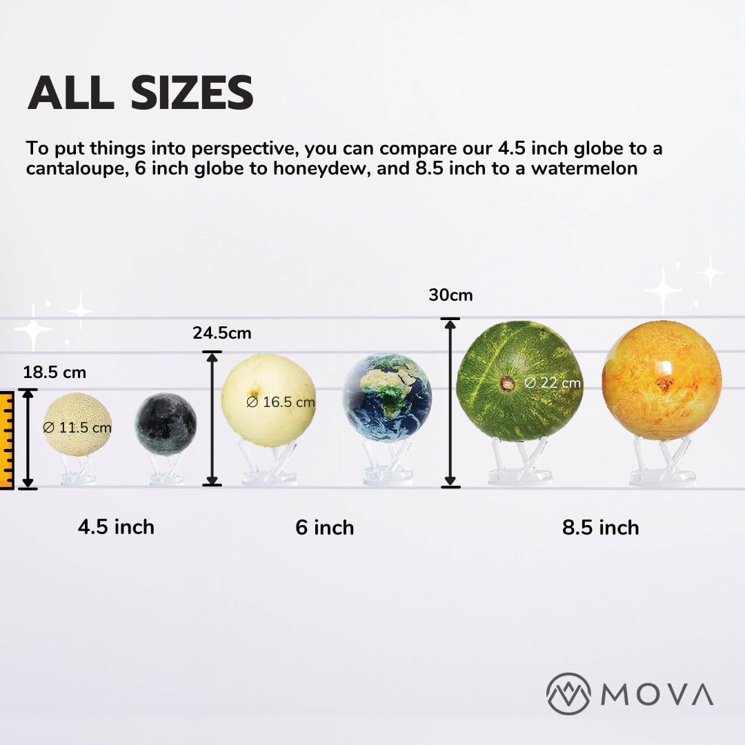 MOVA Jupiter Globe 6-Inch – Solar-Powered Floating Desk Display | No Cords or Batteries